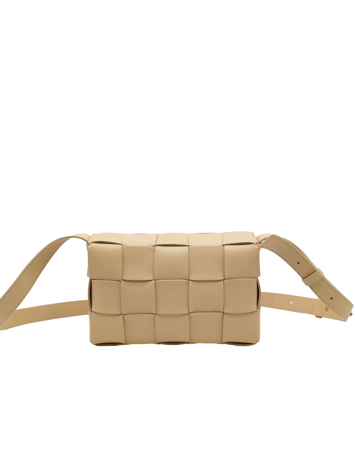 Bottega Veneta Cassette Crossbody Bag in Beige Calfskin Nappa Leather and Gold Hardware | Purse Maison Luxury Bags Shop