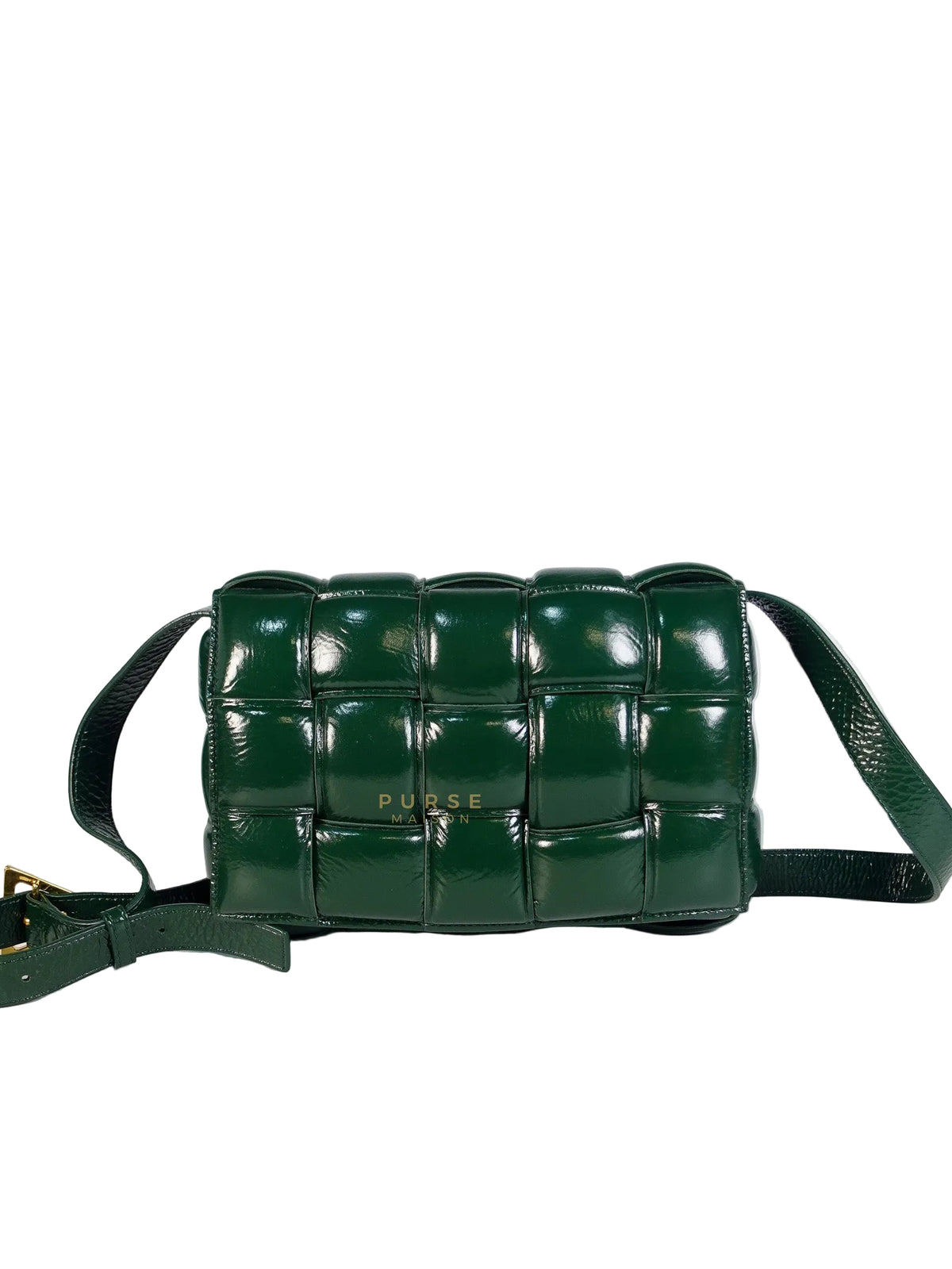 Cassette Padded Green Intercciato Crossbody Bag | Purse Maison Luxury Bags Shop