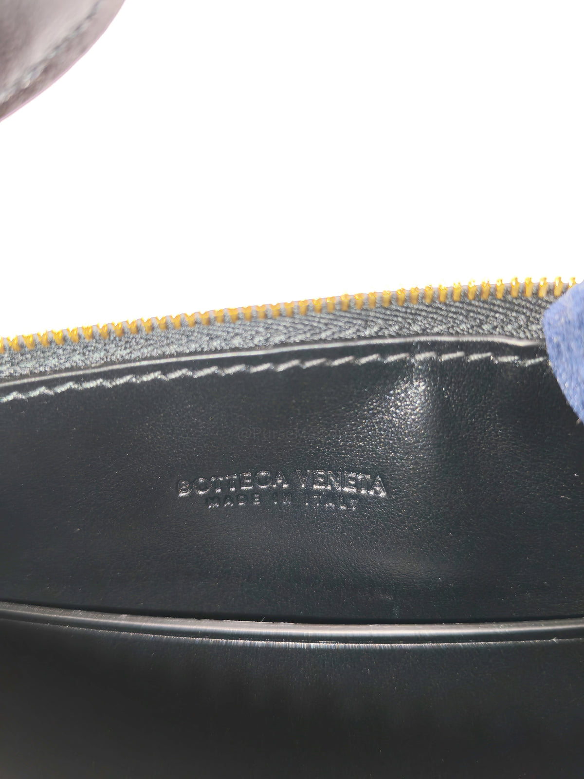 Bottega Veneta Compact Half Moon Crescent Silhoutte in Black Intrecciato Woven Leather and Gold Hardware | Purse Maison Luxury Bags Shop