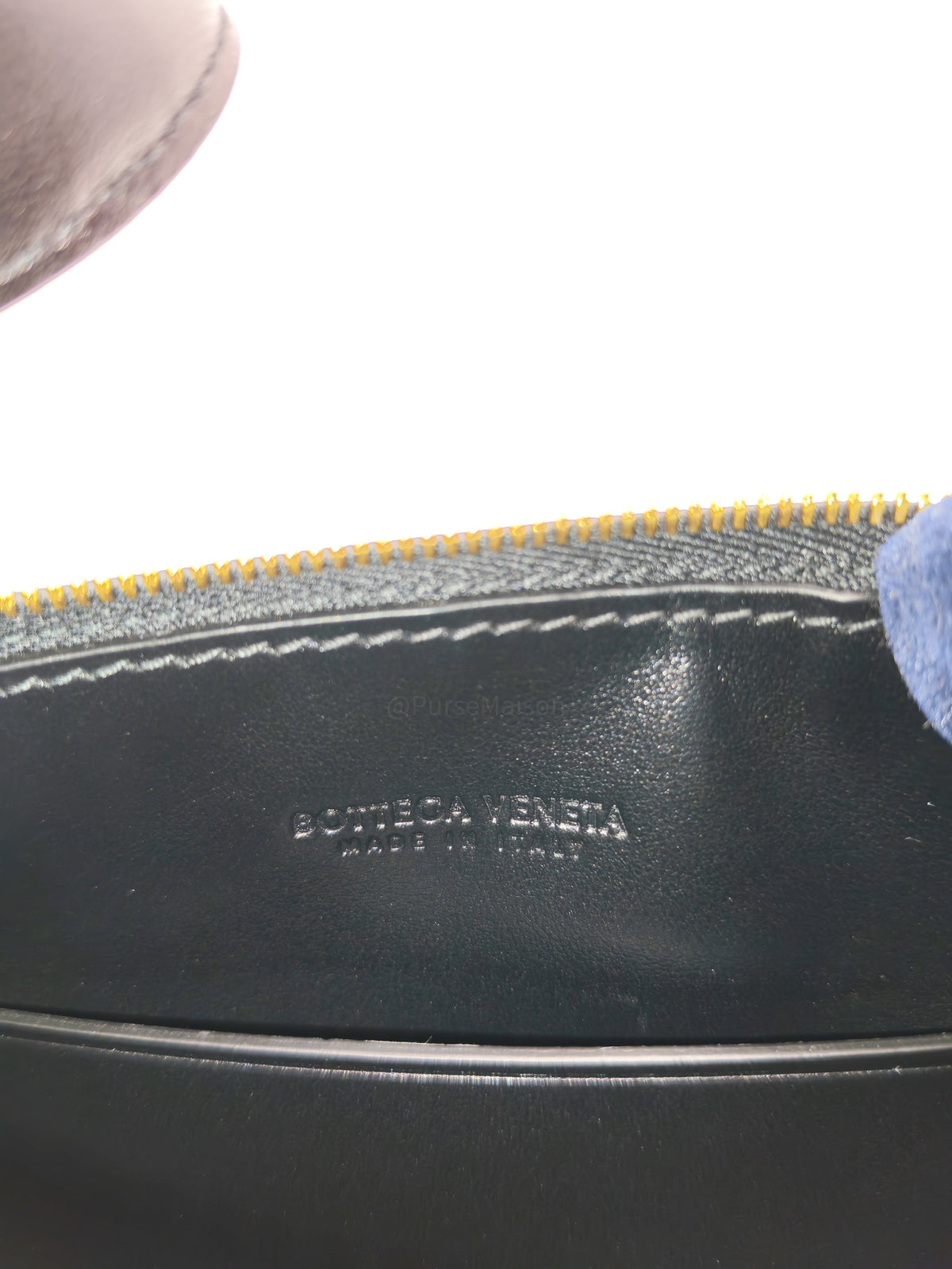 Bottega Veneta Compact Half Moon Crescent Silhoutte in Black Intrecciato Woven Leather and Gold Hardware | Purse Maison Luxury Bags Shop