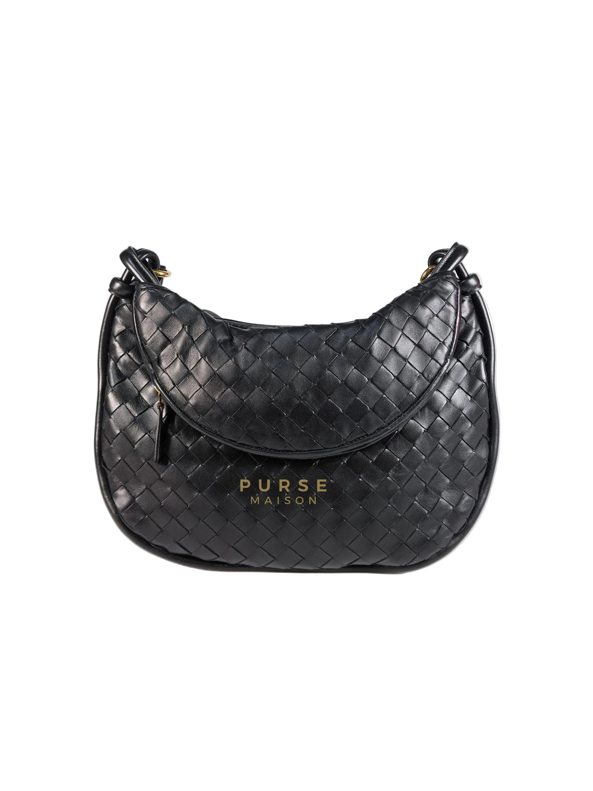 Gemeni Shoulder Bag Medium in Black Leather | Purse Maison Luxury Bags Shop