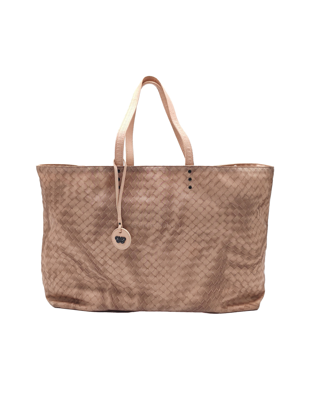 Bottega Veneta Intrecciolusion Tote Bag in Brownish Neutral Tone Nylon Canvas | Purse Maison Luxury Bags Shop