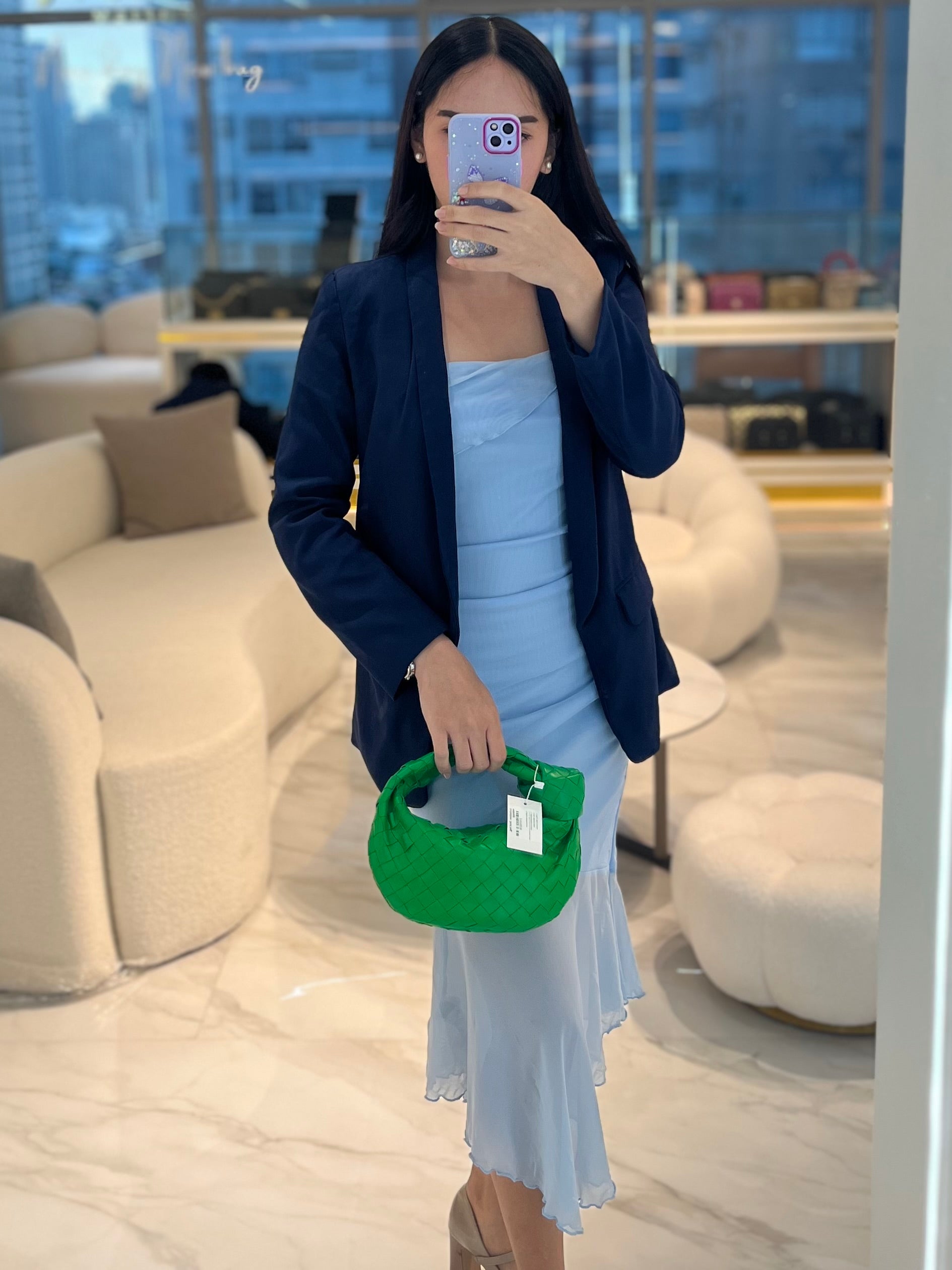 Mini Jodie in Green Nappa Intrecciato Leather & Gold Hardware | Purse Maison Luxury Bags Shop