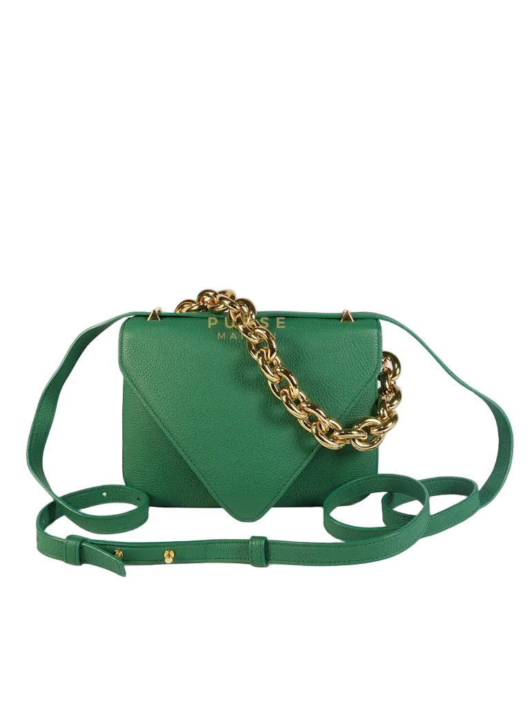 Mount Envelope Small Green in Grained Calfskin Leather Bag | Purse Maison Luxury Bags Shop