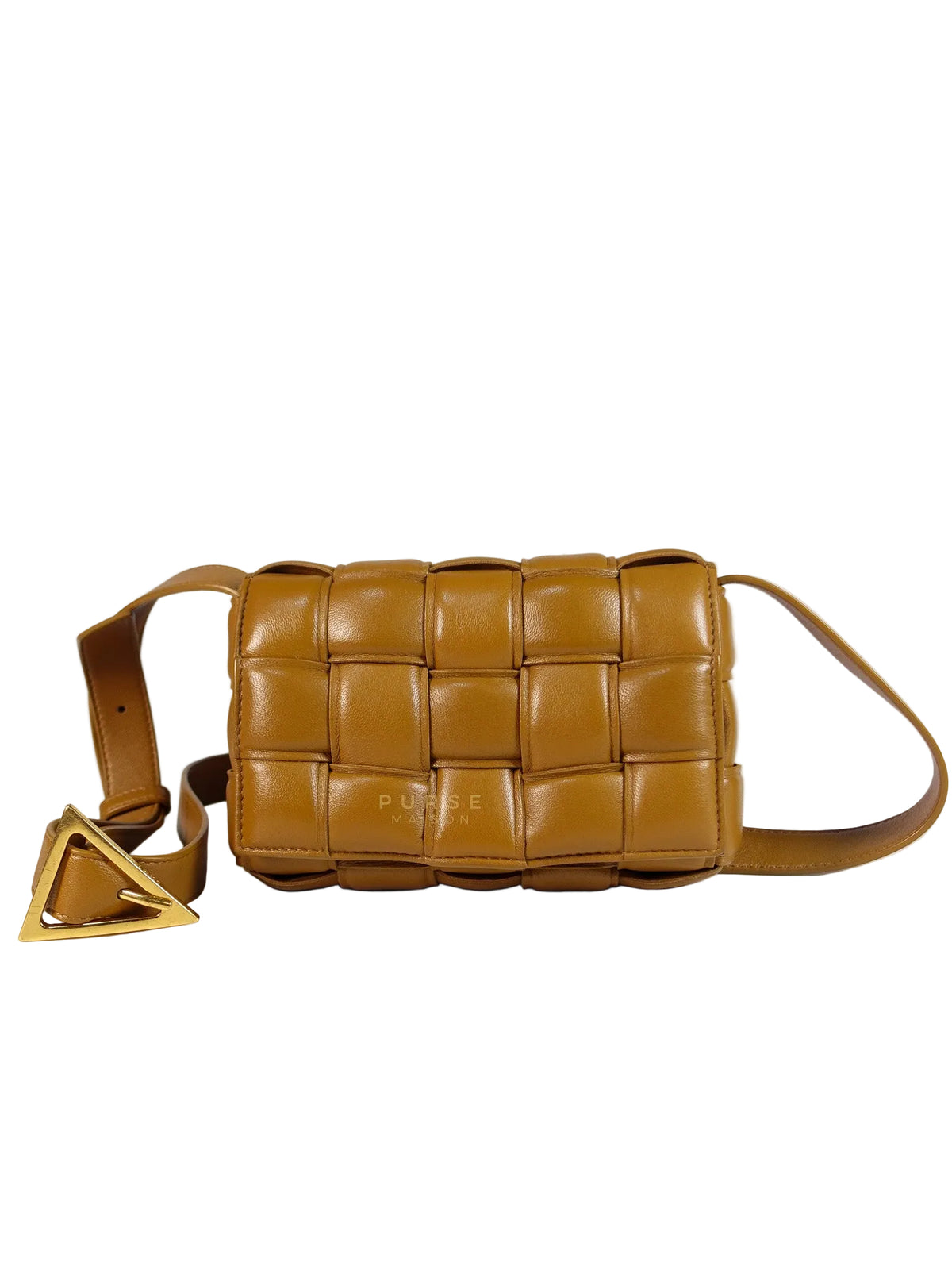 Padded Cassette Bag in Brown Gold Hardware | Purse Maison Luxury Bags Shop