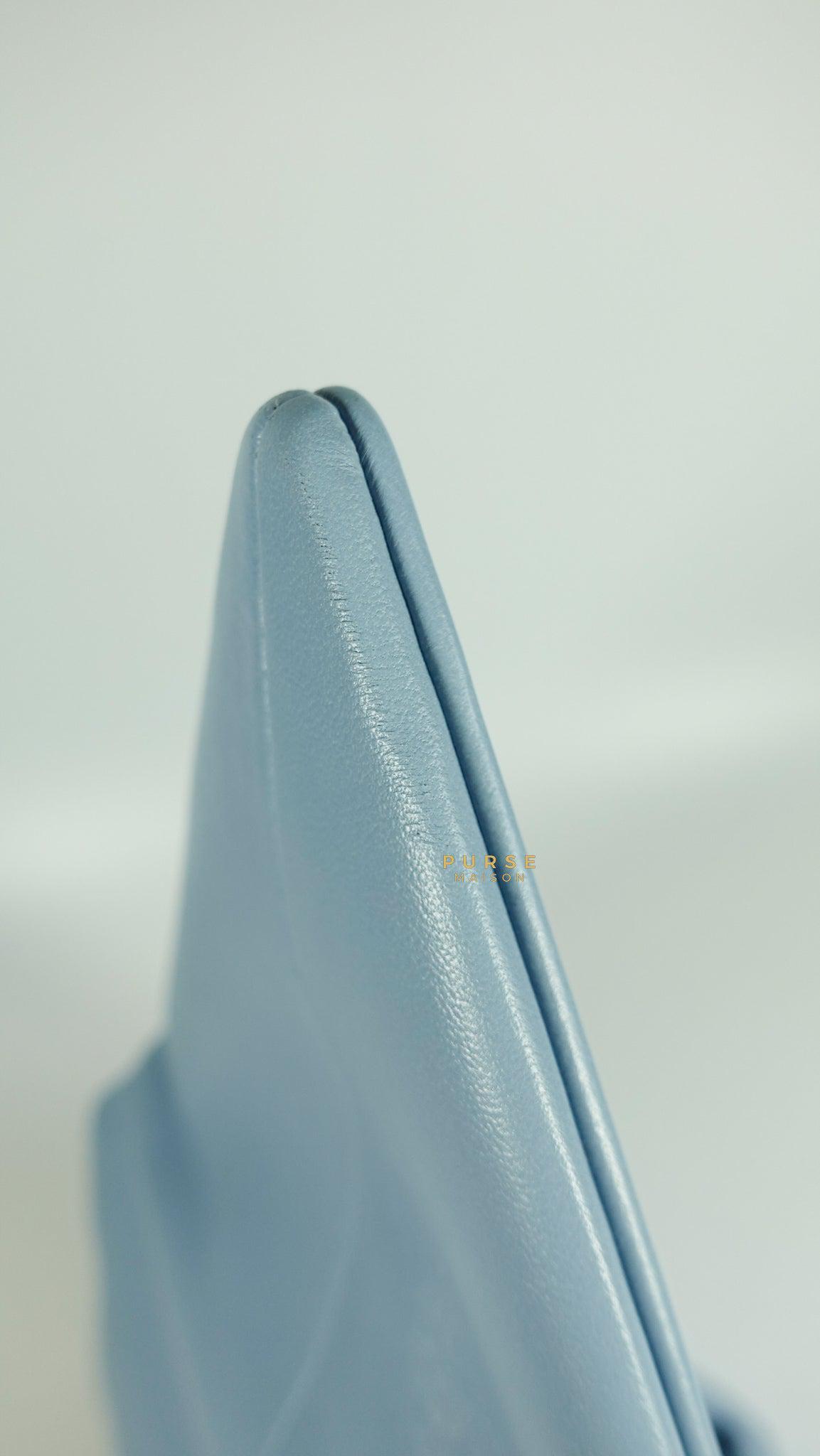 Bottega Veneta Triangle Fold Clutch (Light Blue)