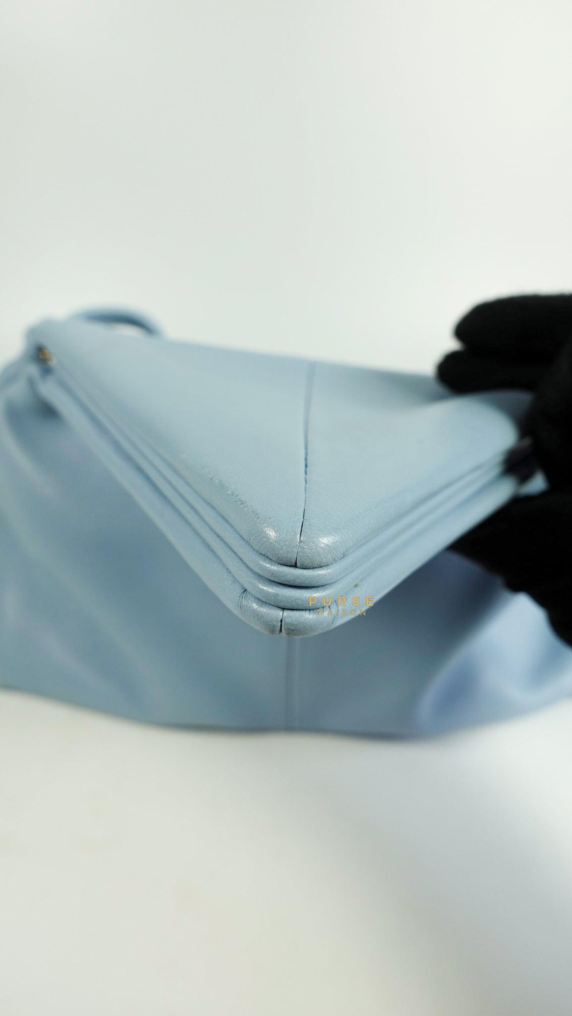 Bottega Veneta Triangle Fold Clutch (Light Blue)