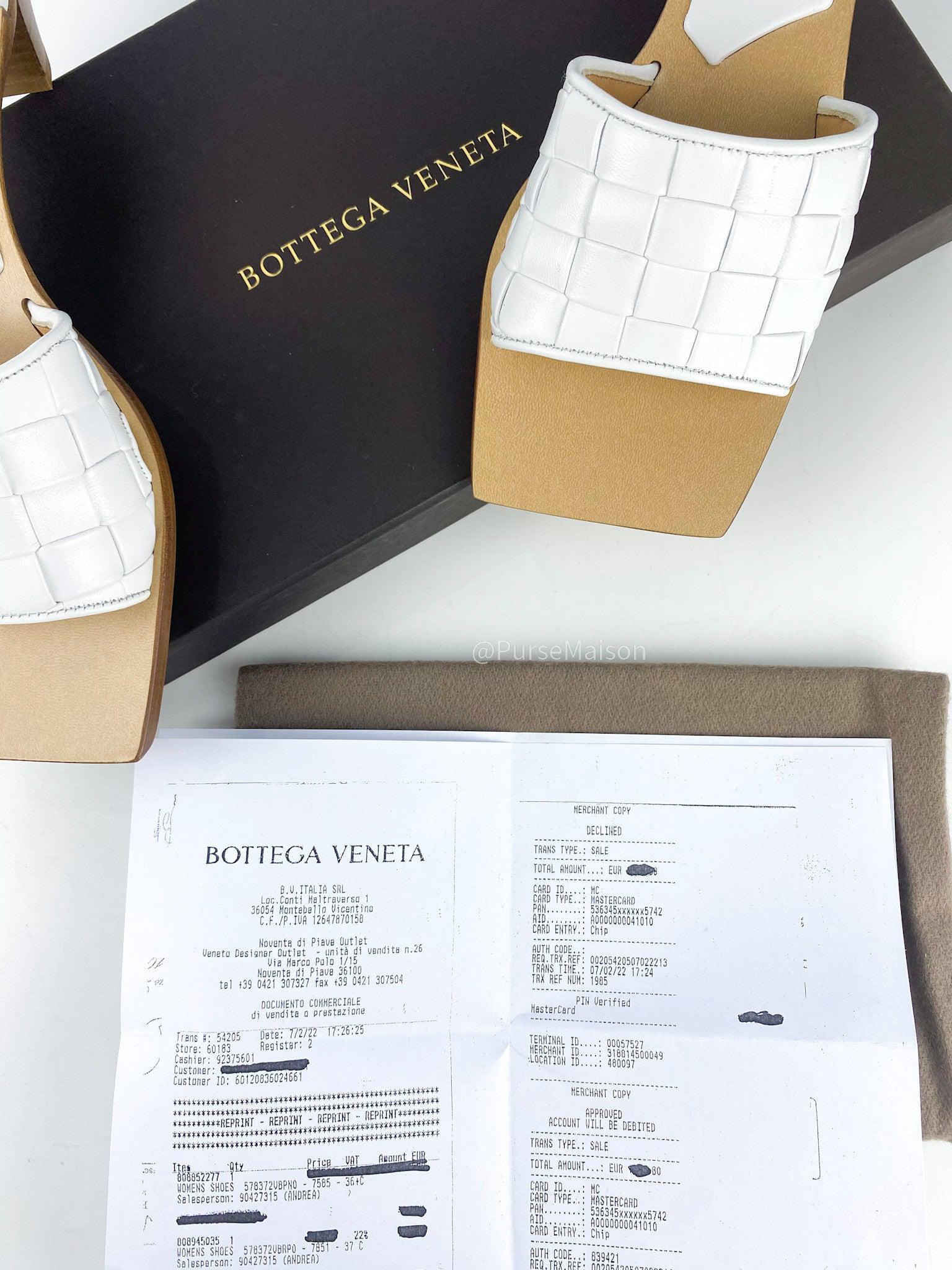 Bottega Veneta White Sandal Pelle S. Cuoio Stuoia Nappa (Size 38 EUR, 25cm)