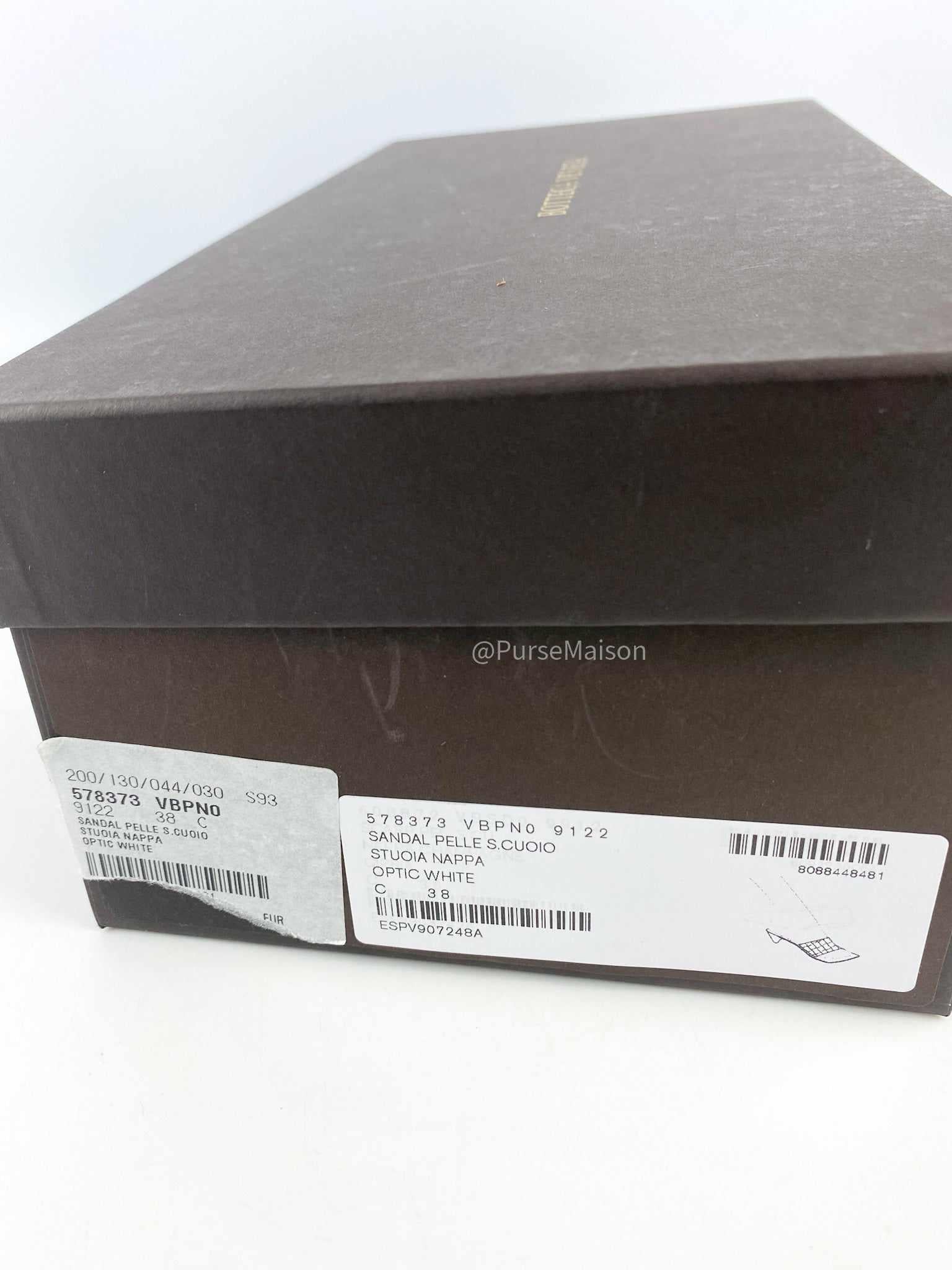 Bottega Veneta White Sandal Pelle S. Cuoio Stuoia Nappa (Size 38 EUR, 25cm)