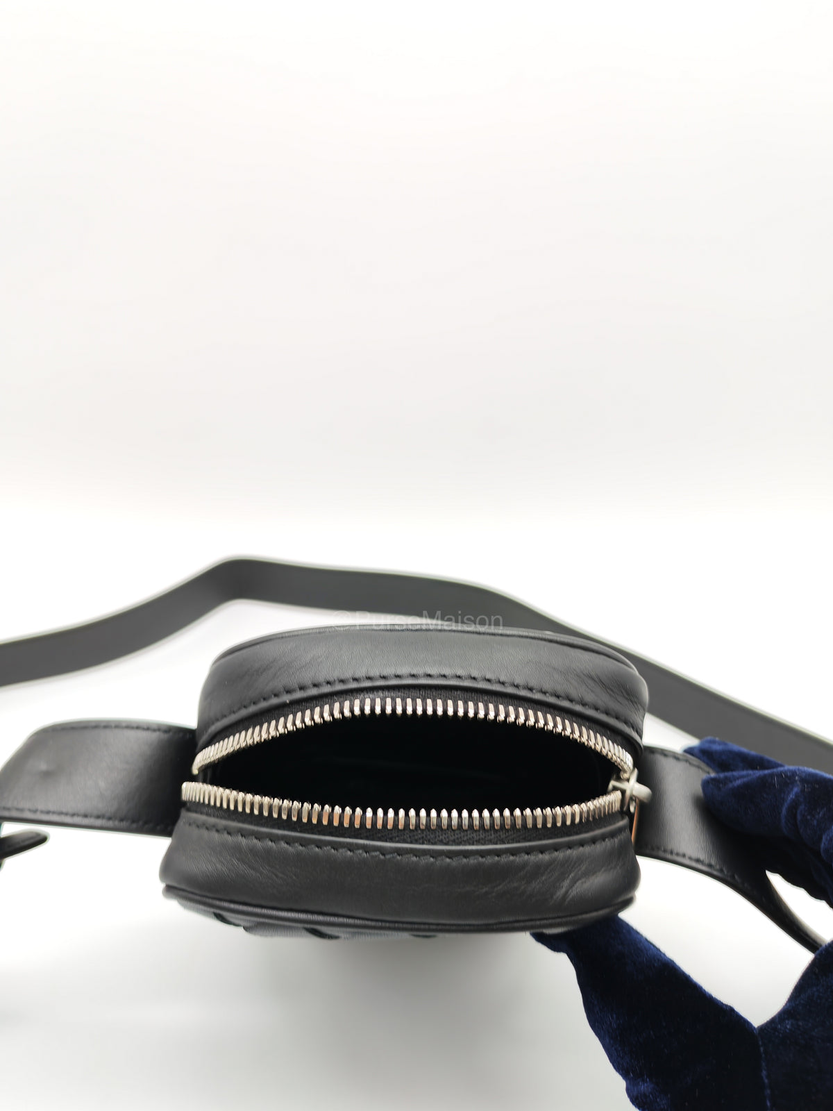 Bottega Veneta Zipped Phone Pouch Bag in Black Intrecciato Woven Leather & Silver Hardware | Purse Maison Luxury Bags Shop