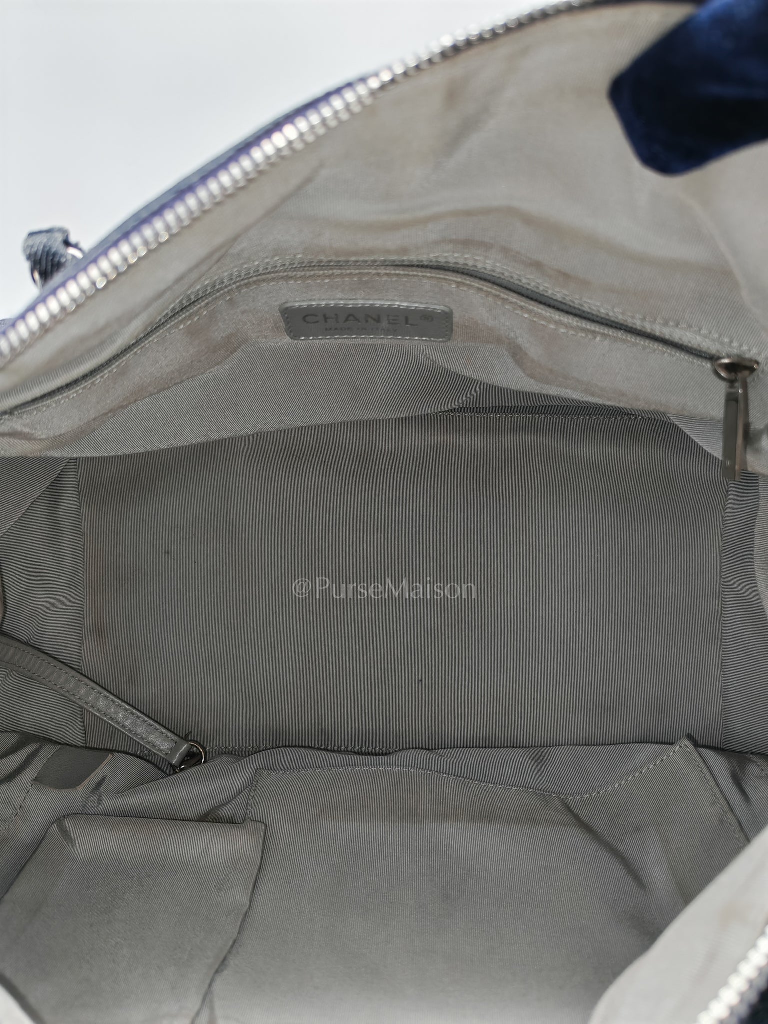 Bowling Bag Dark Blue Denim in Silver Hardware (Series 13) | Purse Maison Luxury Bags Shop