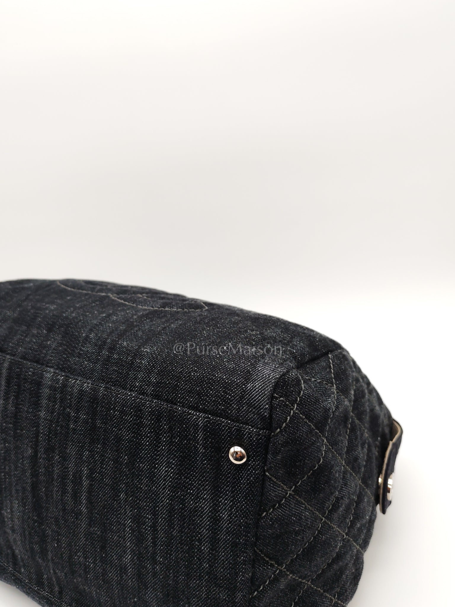 Bowling Bag Dark Blue Denim in Silver Hardware (Series 13) | Purse Maison Luxury Bags Shop