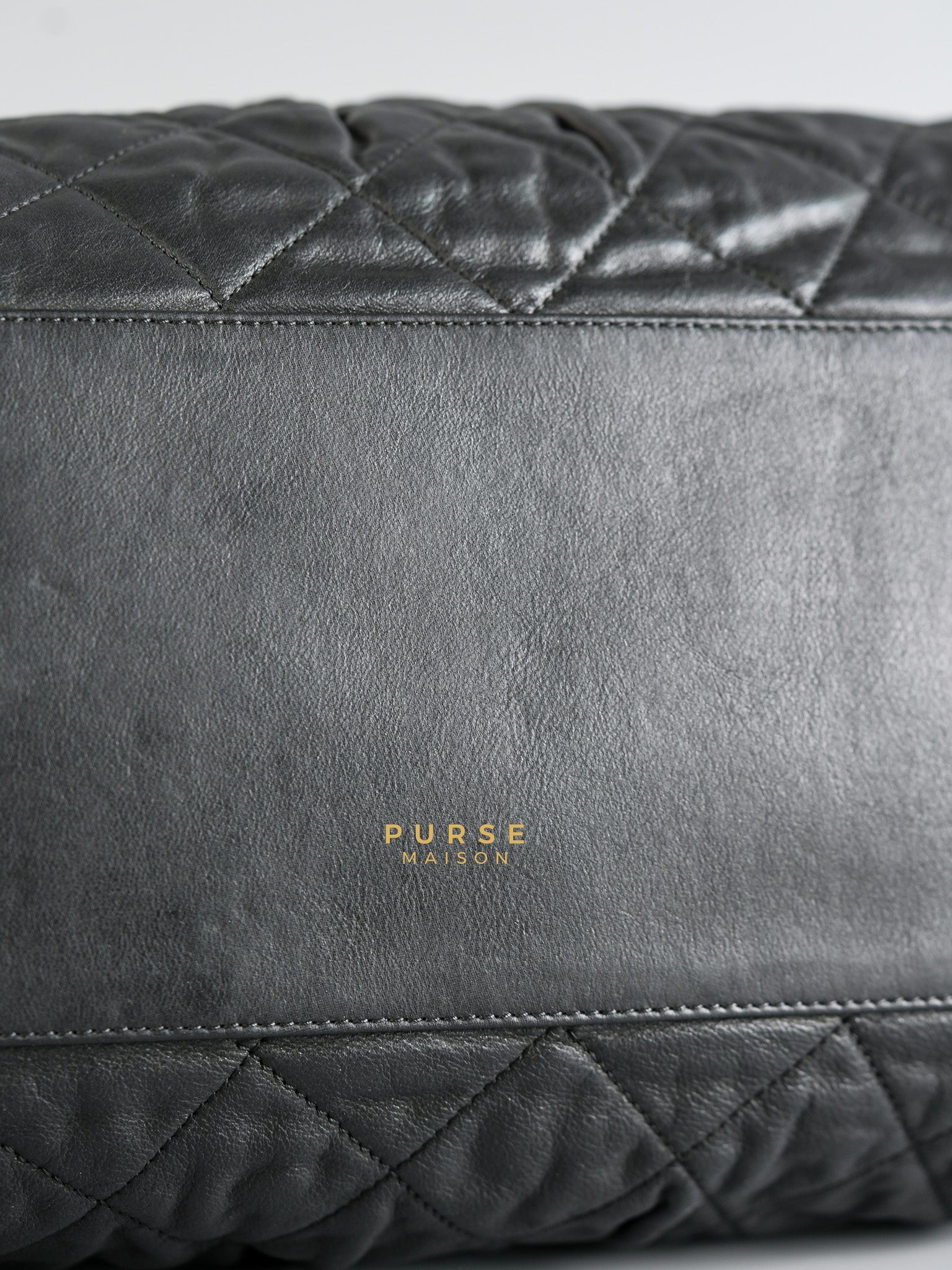 Bowling Bag in Black Iridescent Calfskin Leather and Ruthenium Hardware Series 14 | Purse Maison Luxury Bags Shop