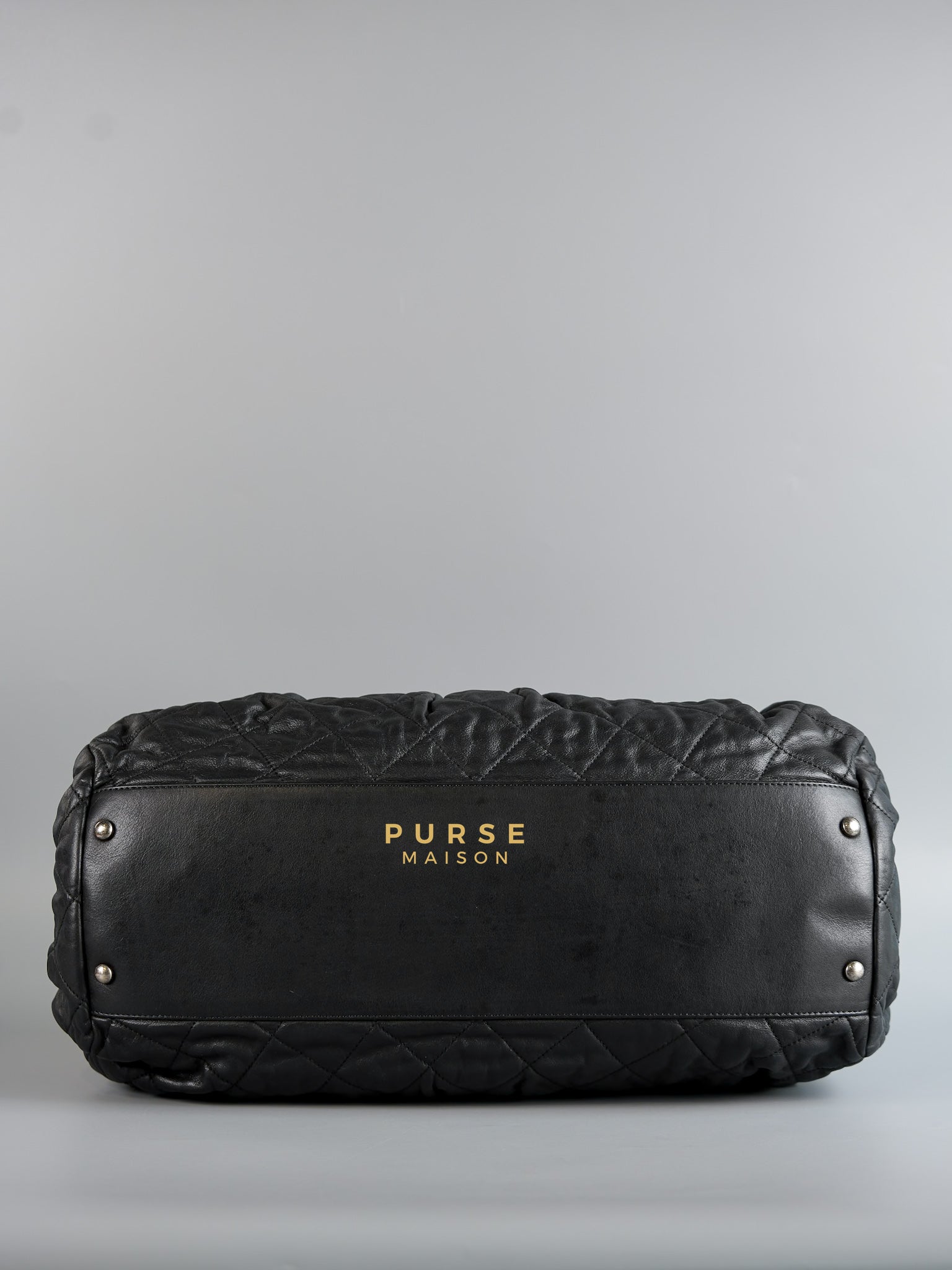 Bowling Bag in Black Iridescent Calfskin Leather and Ruthenium Hardware Series 14 | Purse Maison Luxury Bags Shop