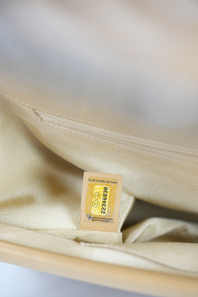 Boy Chevron Beige in Calfskin Leather and Ruthenium Hardware Series 22 | Purse Maison Luxury Bags Shop