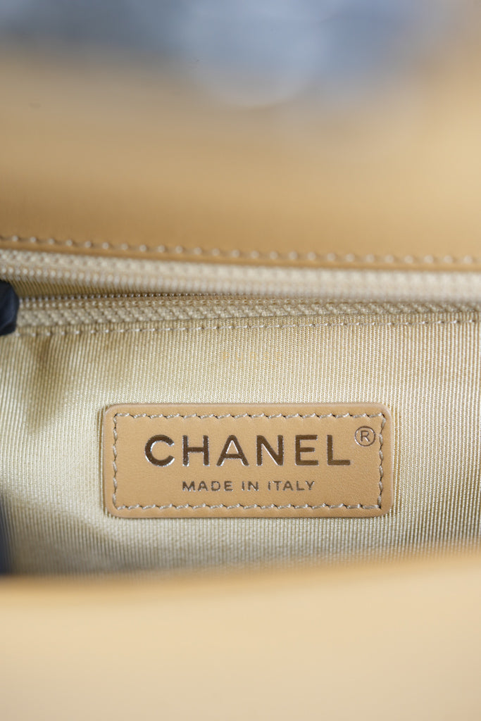 Boy Chevron Beige in Calfskin Leather and Ruthenium Hardware Series 22 | Purse Maison Luxury Bags Shop