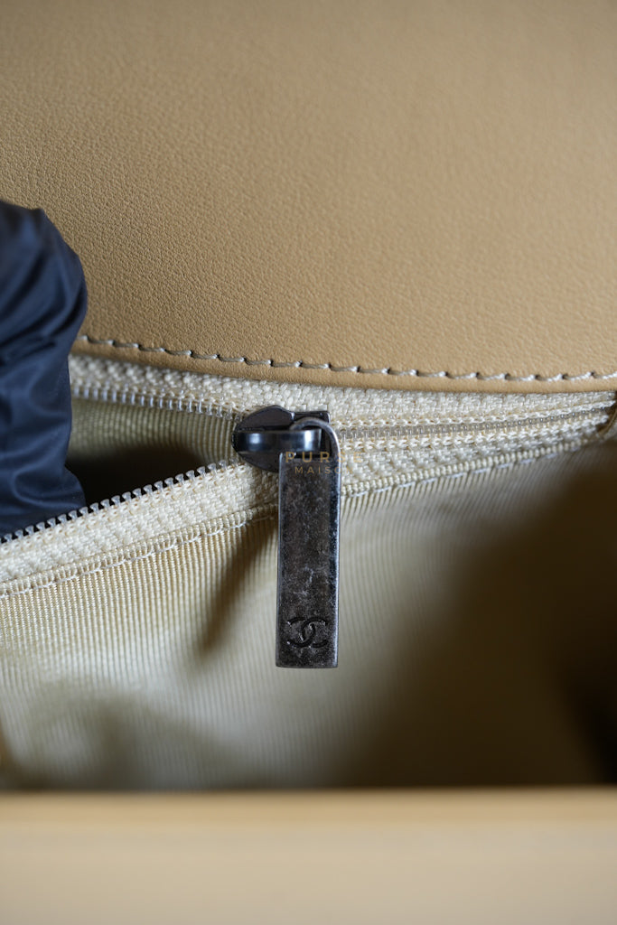 Boy Chevron Beige in Calfskin Leather and Ruthenium Hardware Series 22 | Purse Maison Luxury Bags Shop