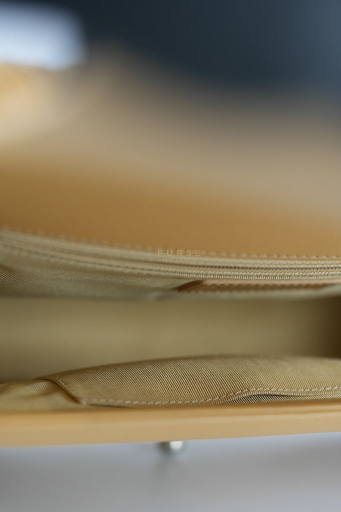 Boy Chevron Beige in Calfskin Leather and Ruthenium Hardware Series 22 | Purse Maison Luxury Bags Shop