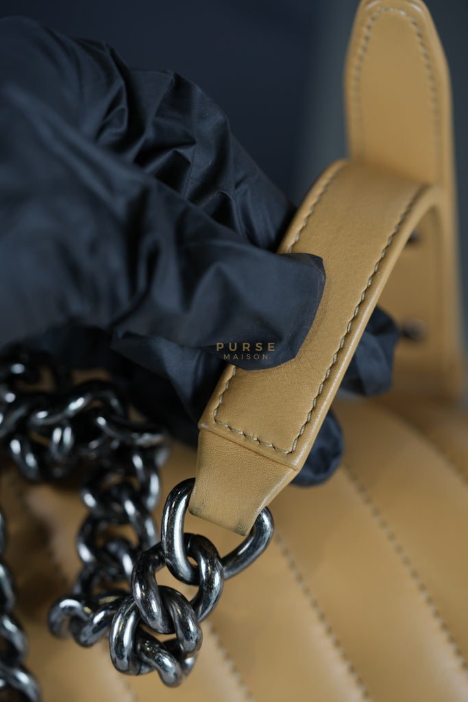 Boy Chevron Beige in Calfskin Leather and Ruthenium Hardware Series 22 | Purse Maison Luxury Bags Shop