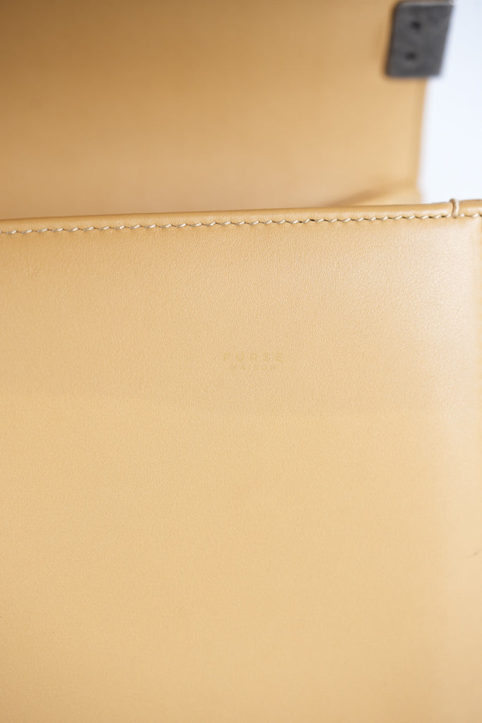 Boy Chevron Beige in Calfskin Leather and Ruthenium Hardware Series 22 | Purse Maison Luxury Bags Shop