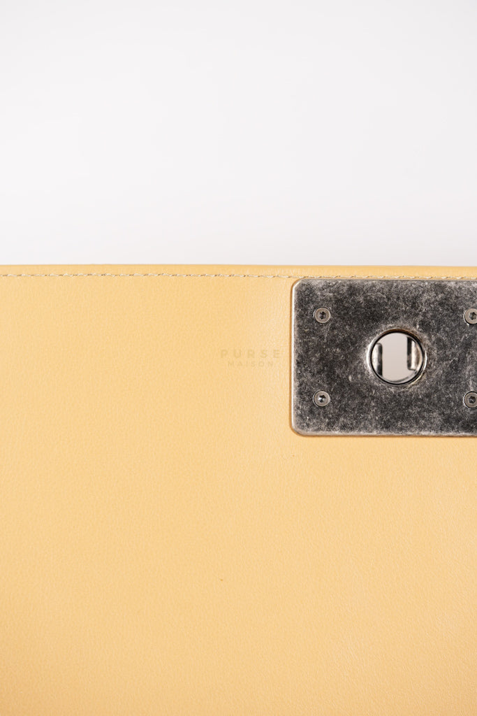 Boy Chevron Beige in Calfskin Leather and Ruthenium Hardware Series 22 | Purse Maison Luxury Bags Shop