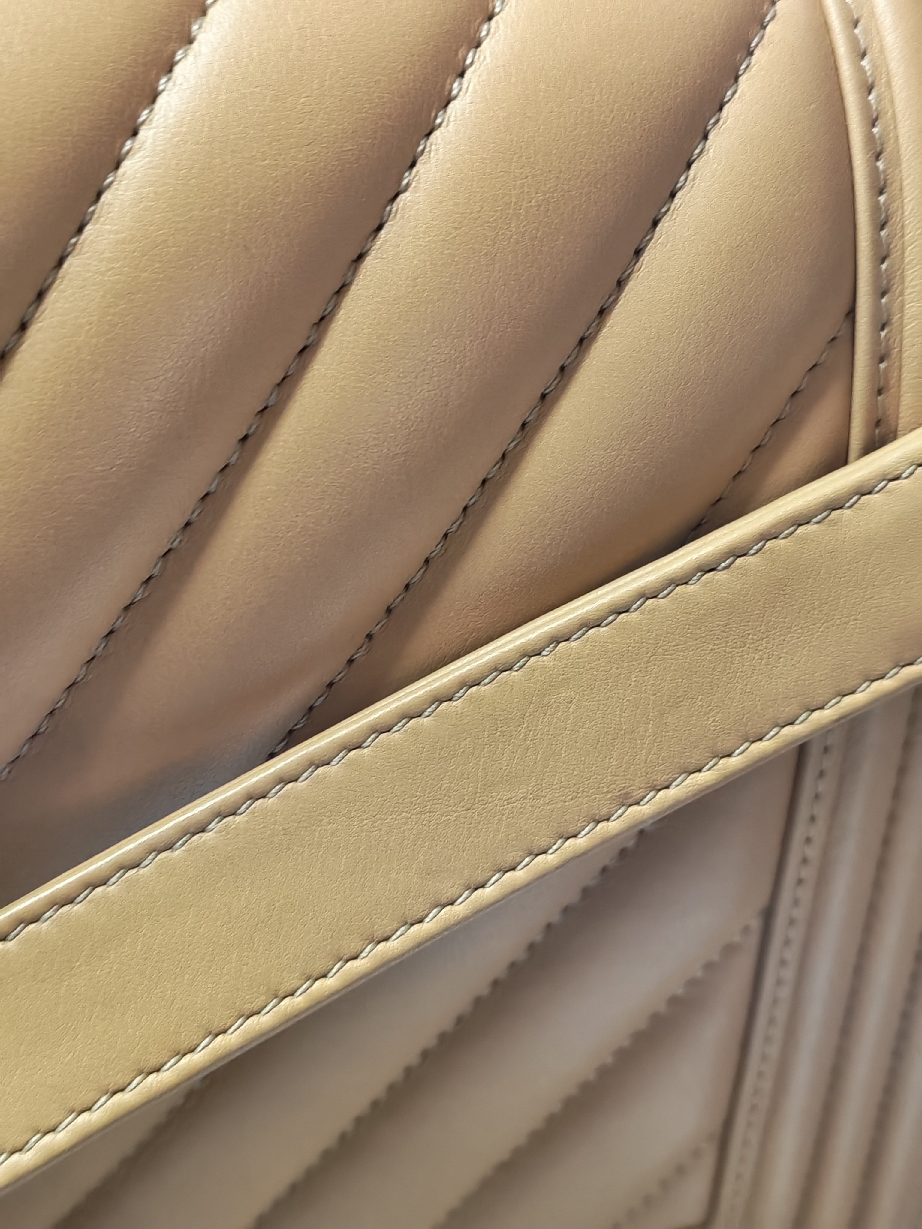 Boy Chevron Beige in Calfskin Leather and Ruthenium Hardware Series 22 | Purse Maison Luxury Bags Shop