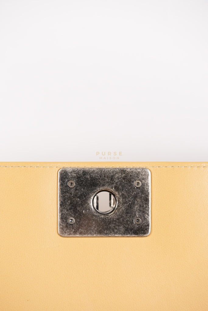 Boy Chevron Beige in Calfskin Leather and Ruthenium Hardware Series 22 | Purse Maison Luxury Bags Shop