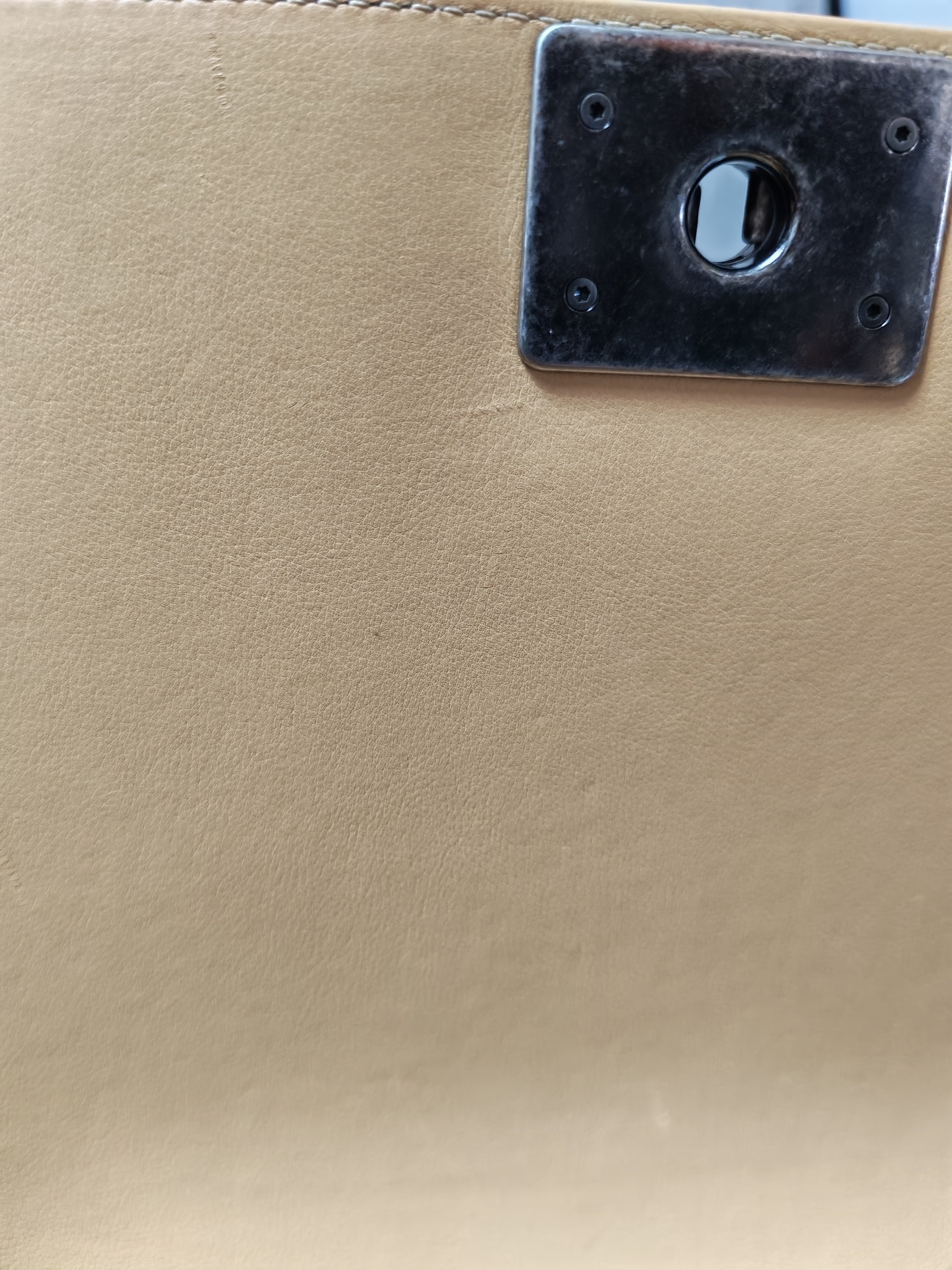 Boy Chevron Beige in Calfskin Leather and Ruthenium Hardware Series 22 | Purse Maison Luxury Bags Shop