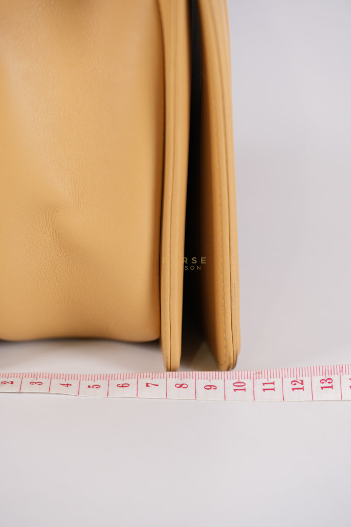 Boy Chevron Beige in Calfskin Leather and Ruthenium Hardware Series 22 | Purse Maison Luxury Bags Shop