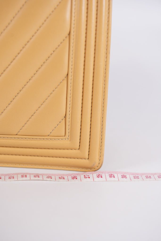 Boy Chevron Beige in Calfskin Leather and Ruthenium Hardware Series 22 | Purse Maison Luxury Bags Shop