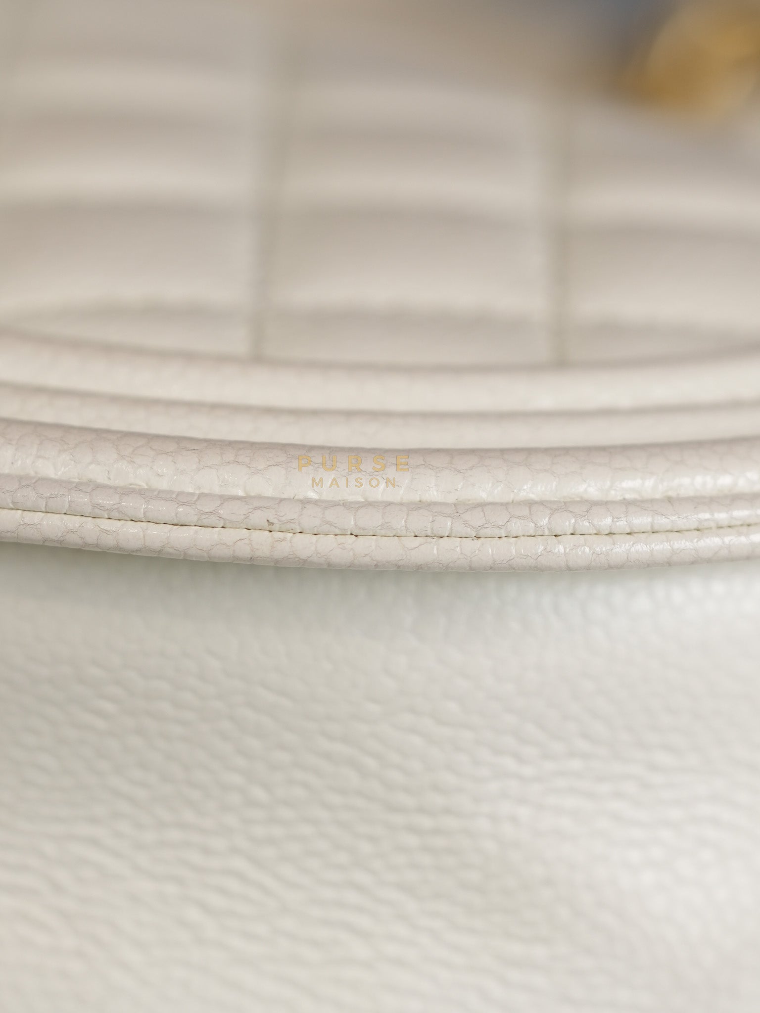 Boy Crescent White in Caviar Leather and Aged Gold Hardware (Microchip) | Purse Maison Luxury Bags Shop