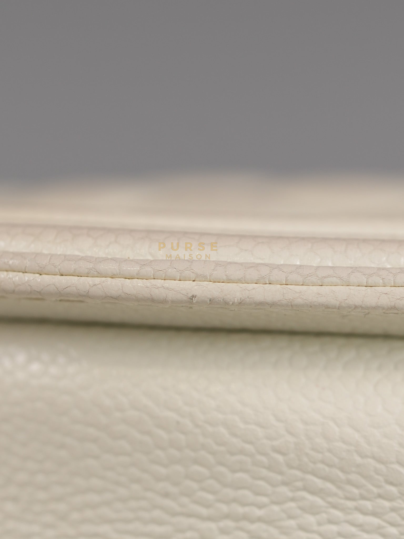 Boy Crescent White in Caviar Leather and Aged Gold Hardware (Microchip) | Purse Maison Luxury Bags Shop