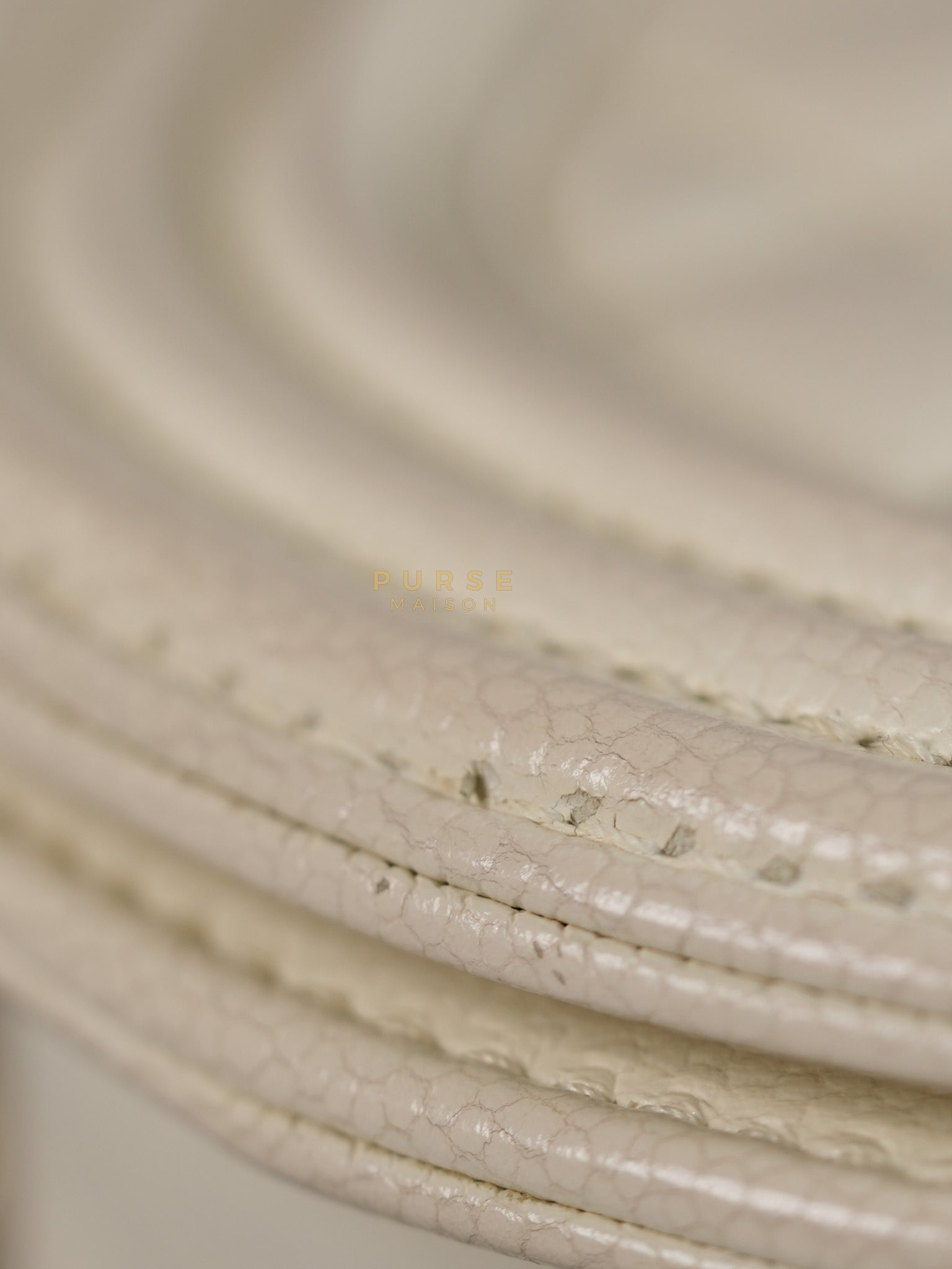 Boy Crescent White in Caviar Leather and Aged Gold Hardware (Microchip) | Purse Maison Luxury Bags Shop