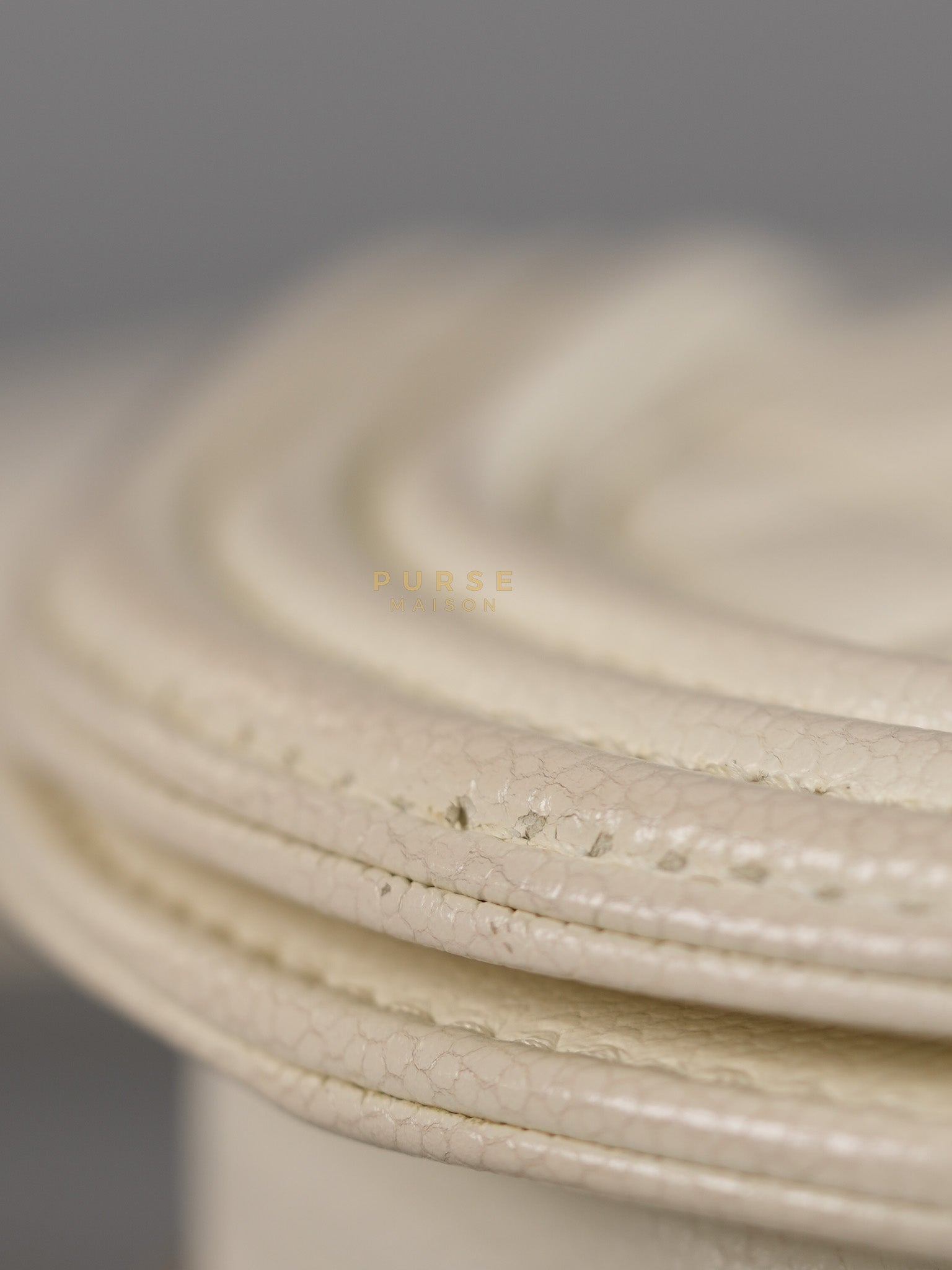 Boy Crescent White in Caviar Leather and Aged Gold Hardware (Microchip) | Purse Maison Luxury Bags Shop