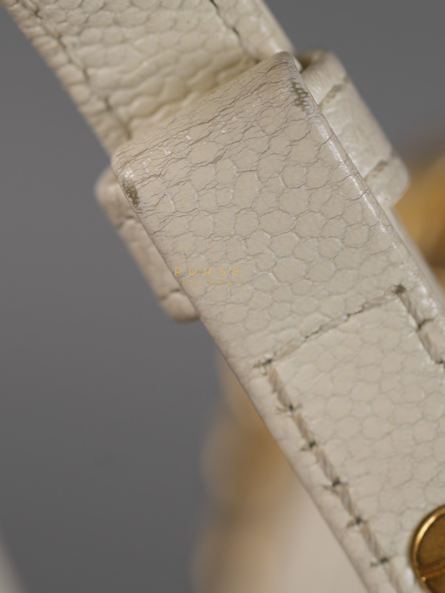 Boy Crescent White in Caviar Leather and Aged Gold Hardware (Microchip) | Purse Maison Luxury Bags Shop