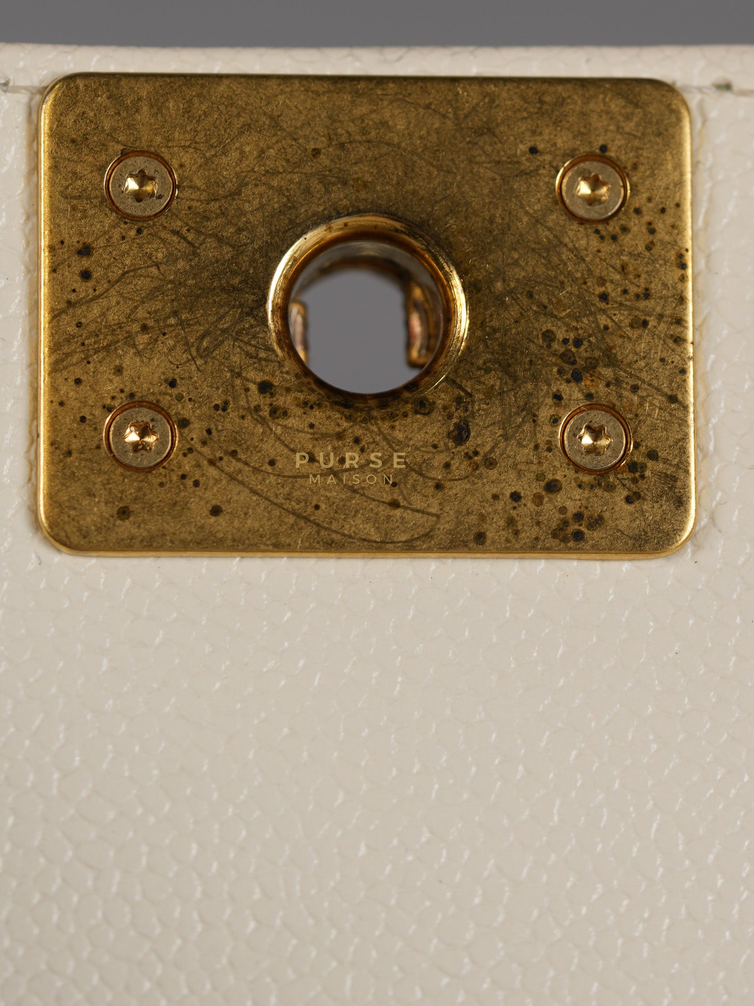 Boy Crescent White in Caviar Leather and Aged Gold Hardware (Microchip) | Purse Maison Luxury Bags Shop