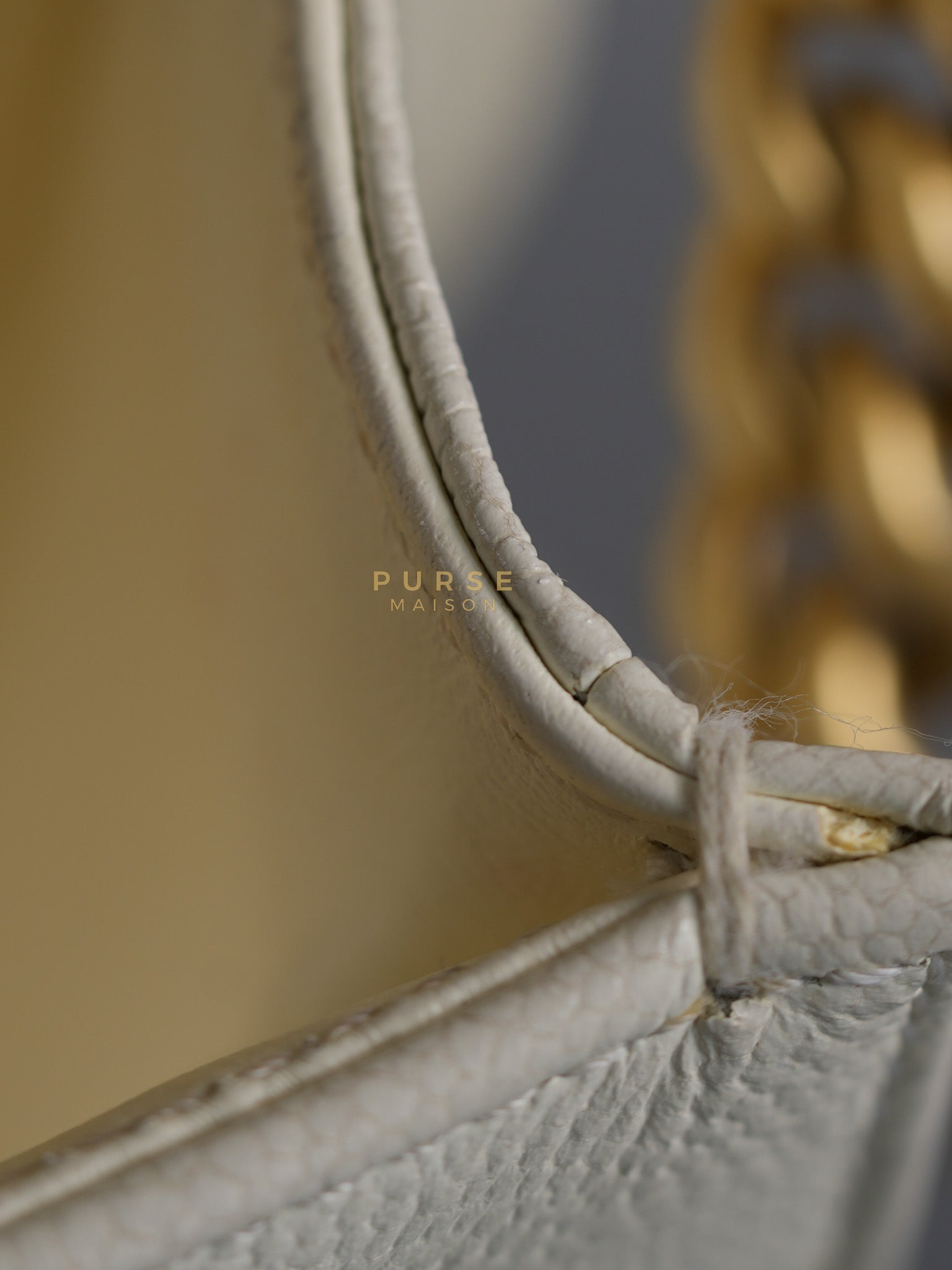 Boy Crescent White in Caviar Leather and Aged Gold Hardware (Microchip) | Purse Maison Luxury Bags Shop