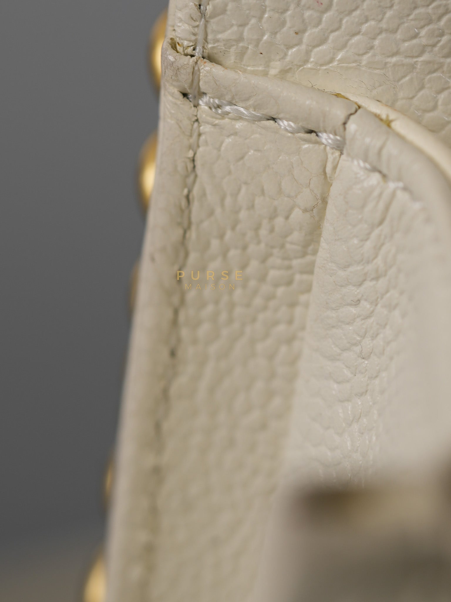 Boy Crescent White in Caviar Leather and Aged Gold Hardware (Microchip) | Purse Maison Luxury Bags Shop