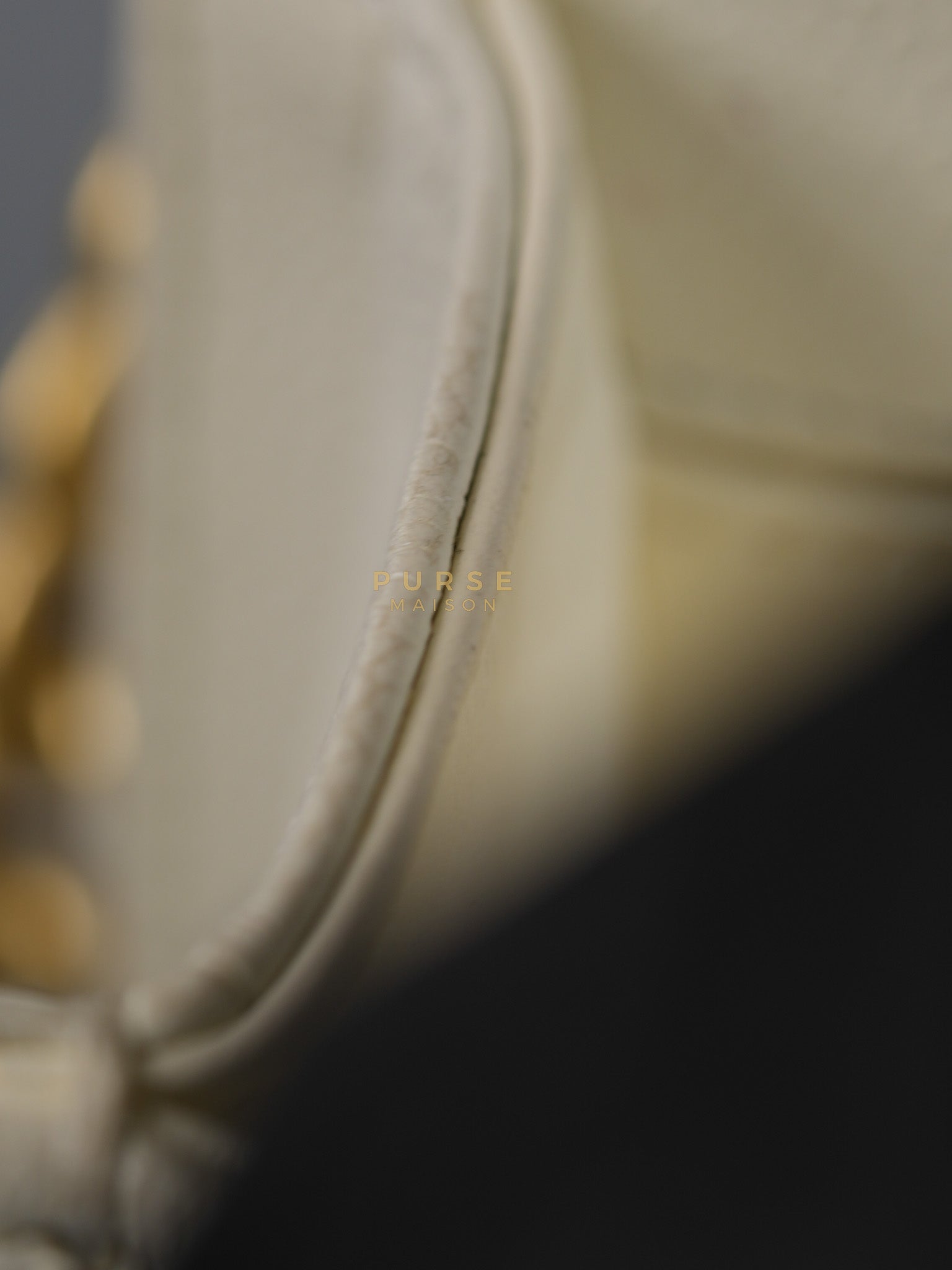 Boy Crescent White in Caviar Leather and Aged Gold Hardware (Microchip) | Purse Maison Luxury Bags Shop