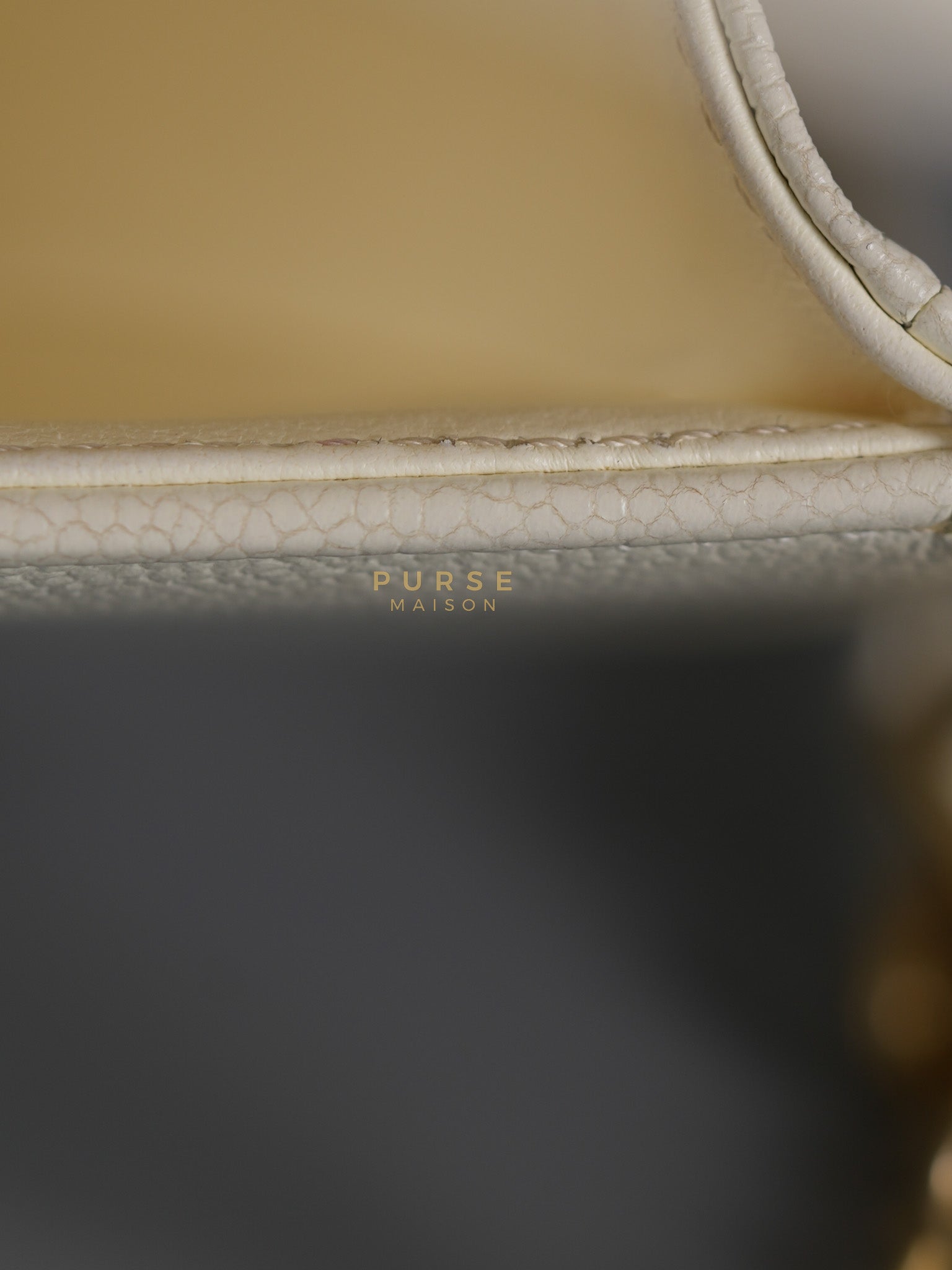 Boy Crescent White in Caviar Leather and Aged Gold Hardware (Microchip) | Purse Maison Luxury Bags Shop