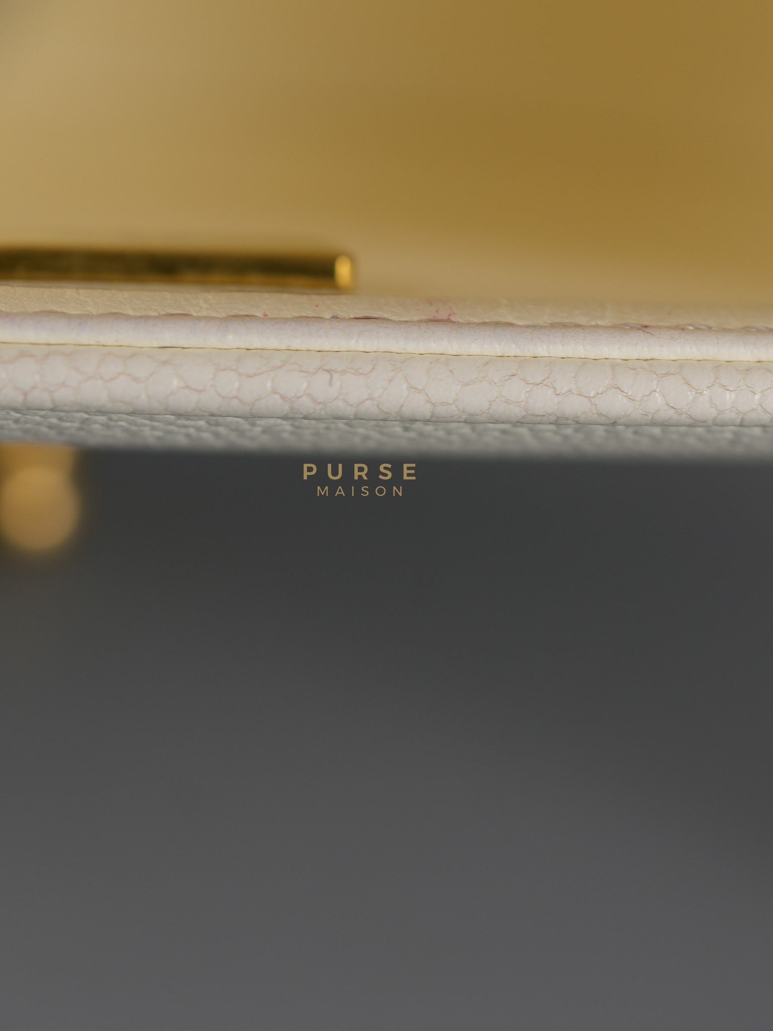 Boy Crescent White in Caviar Leather and Aged Gold Hardware (Microchip) | Purse Maison Luxury Bags Shop