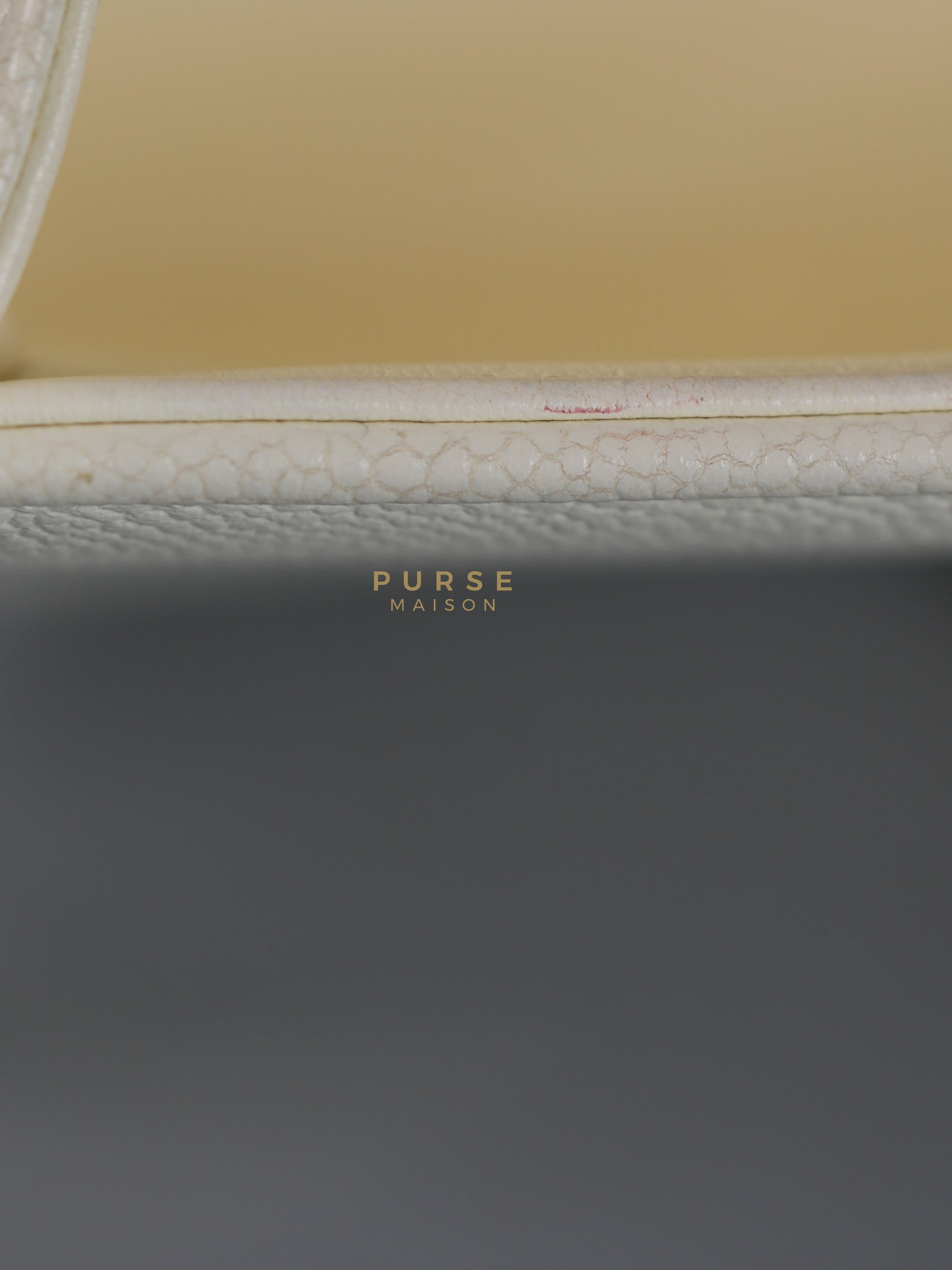 Boy Crescent White in Caviar Leather and Aged Gold Hardware (Microchip) | Purse Maison Luxury Bags Shop