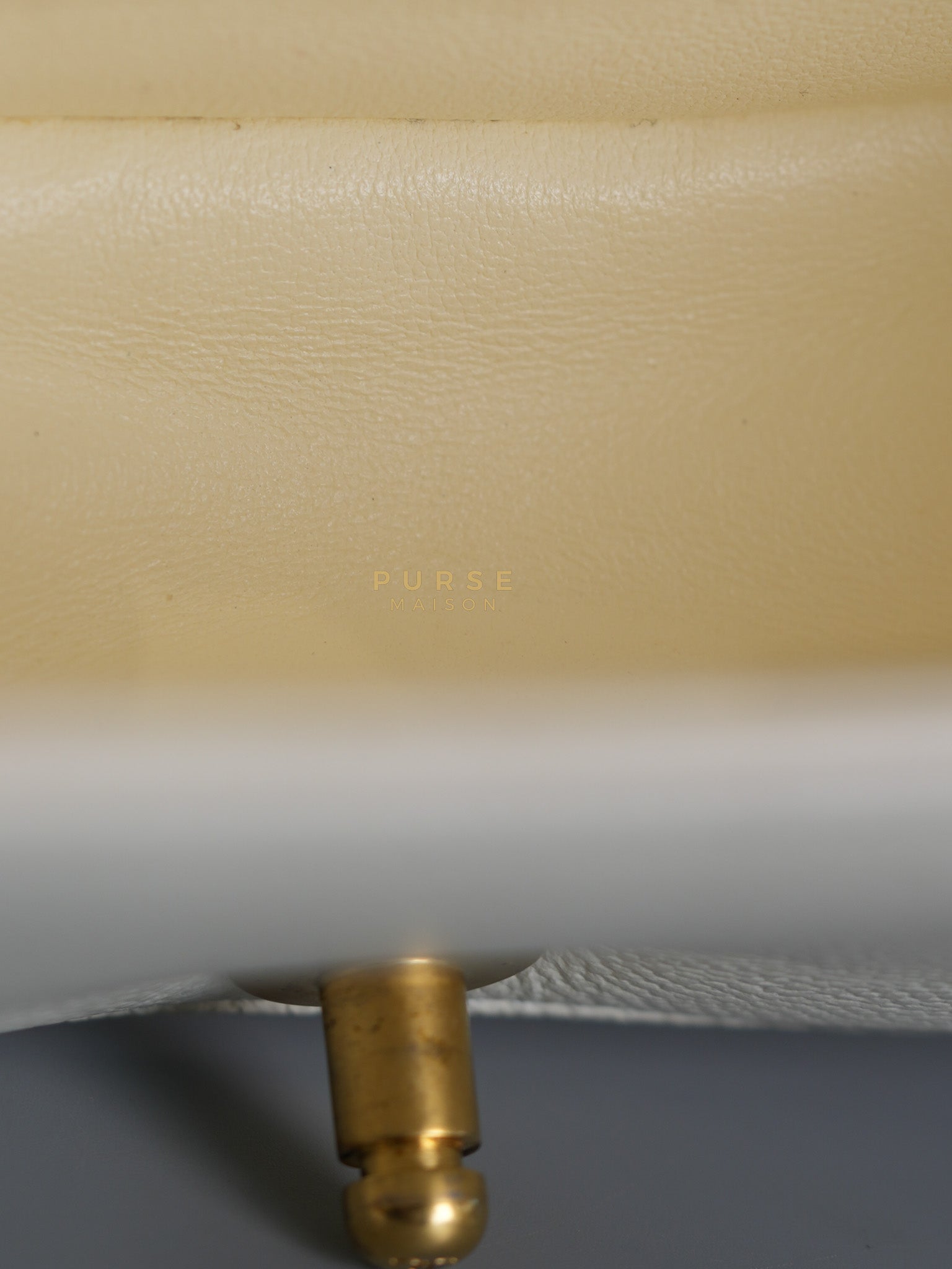 Boy Crescent White in Caviar Leather and Aged Gold Hardware (Microchip) | Purse Maison Luxury Bags Shop