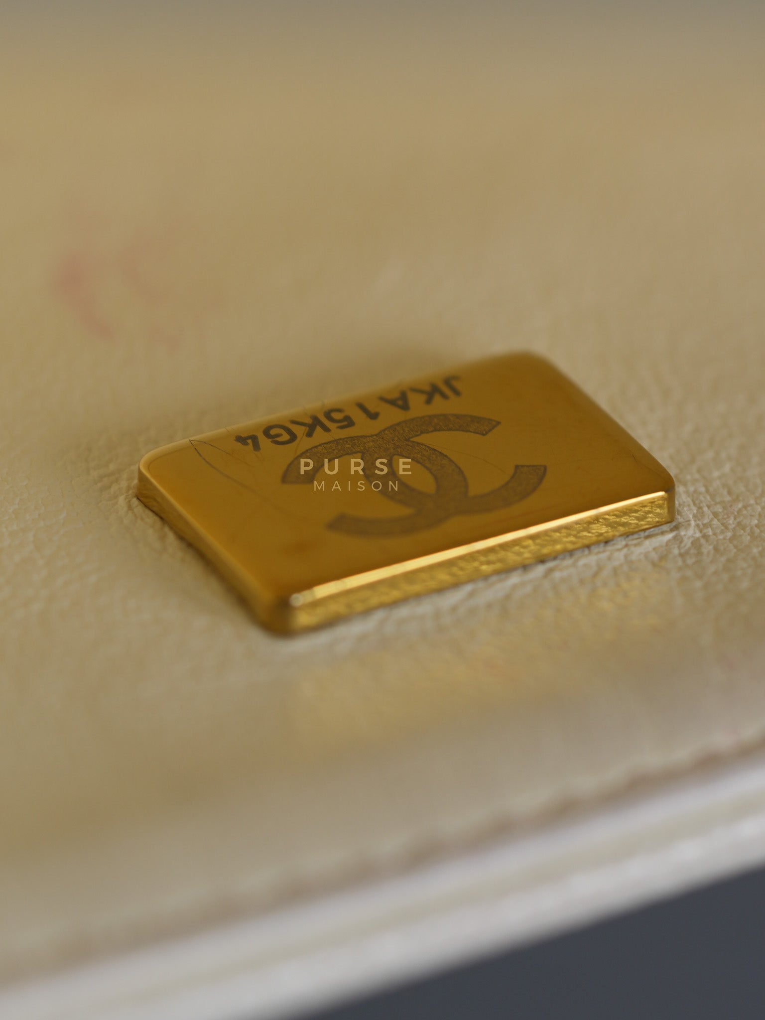 Boy Crescent White in Caviar Leather and Aged Gold Hardware (Microchip) | Purse Maison Luxury Bags Shop