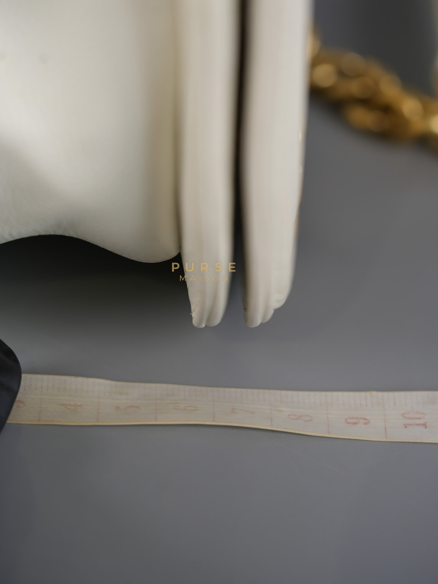 Boy Crescent White in Caviar Leather and Aged Gold Hardware (Microchip) | Purse Maison Luxury Bags Shop