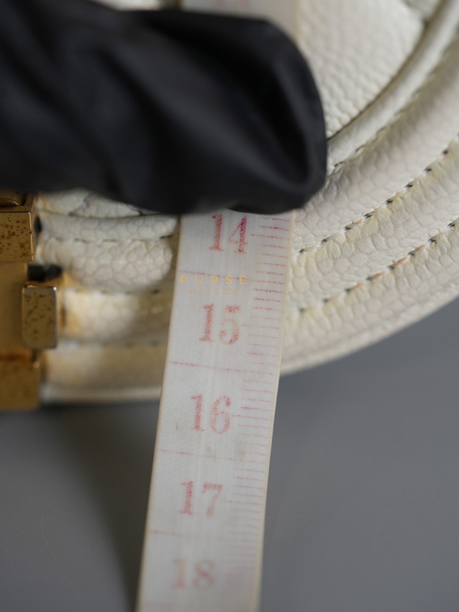 Boy Crescent White in Caviar Leather and Aged Gold Hardware (Microchip) | Purse Maison Luxury Bags Shop