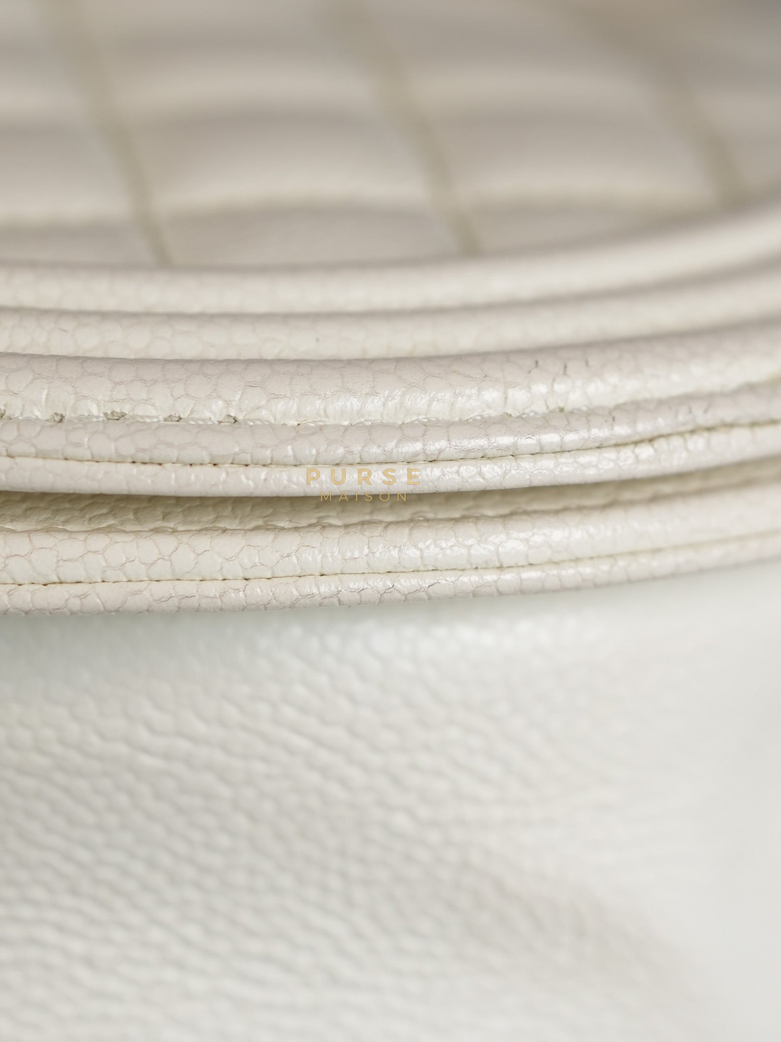Boy Crescent White in Caviar Leather and Aged Gold Hardware (Microchip) | Purse Maison Luxury Bags Shop