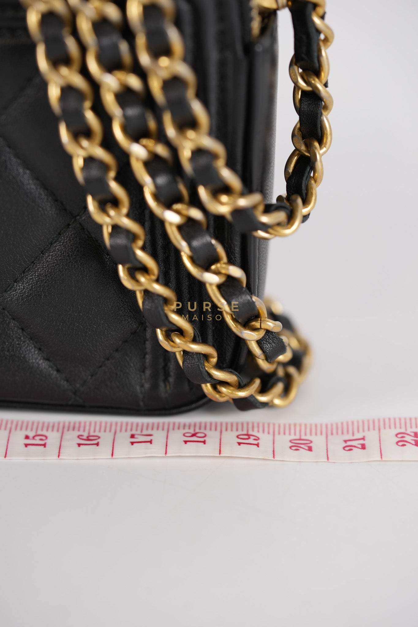 Boy Double Zip Wallet On Chain in Black Quilted Lambskin Leather & Aged Gold Hardware Series 24 | Purse Maison Luxury Bags Shop