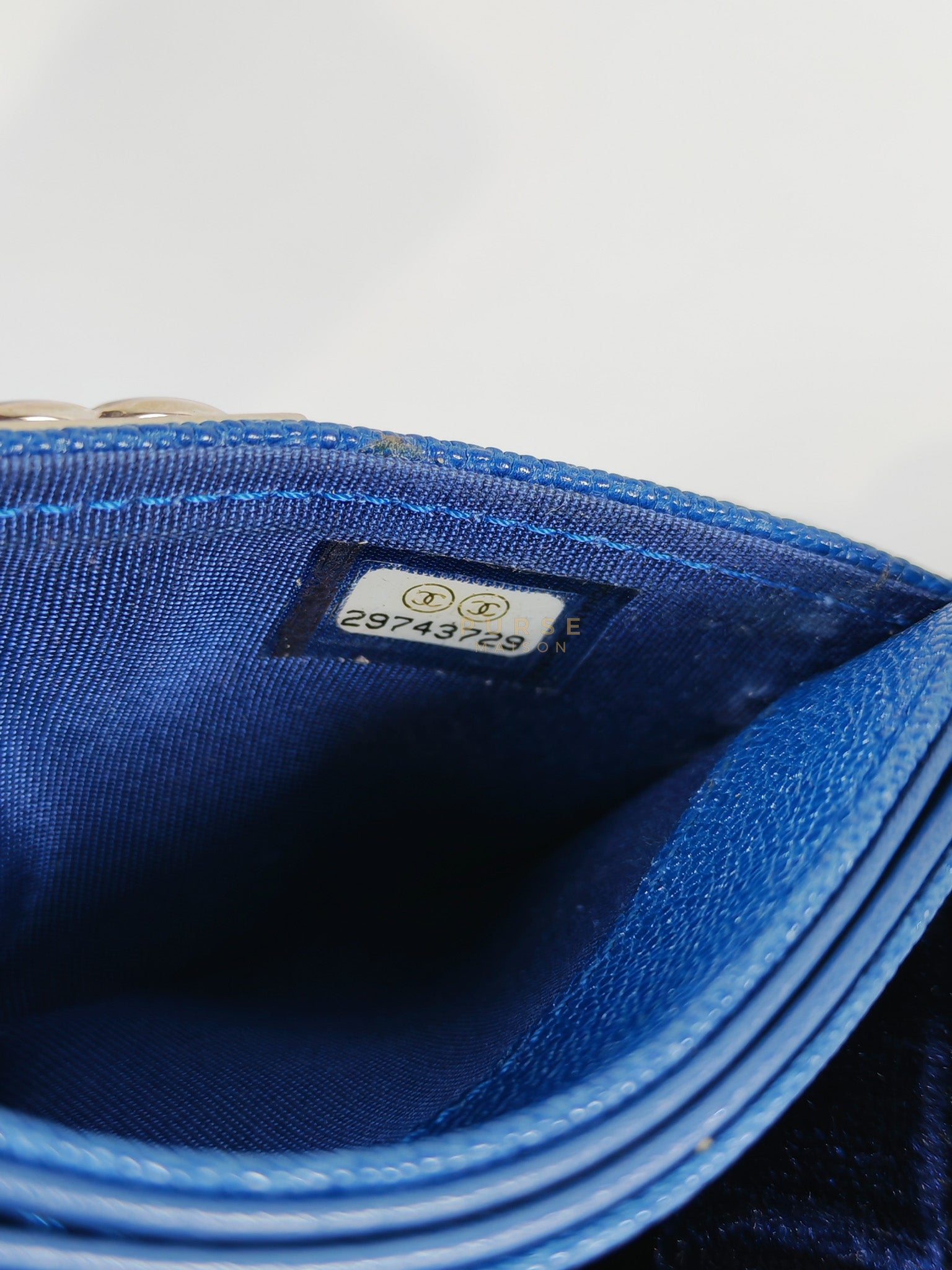 Boy Flat Card Holder in Blue Caviar Leather and Silver Hardware Series 29 | Purse Maison Luxury Bags Shop