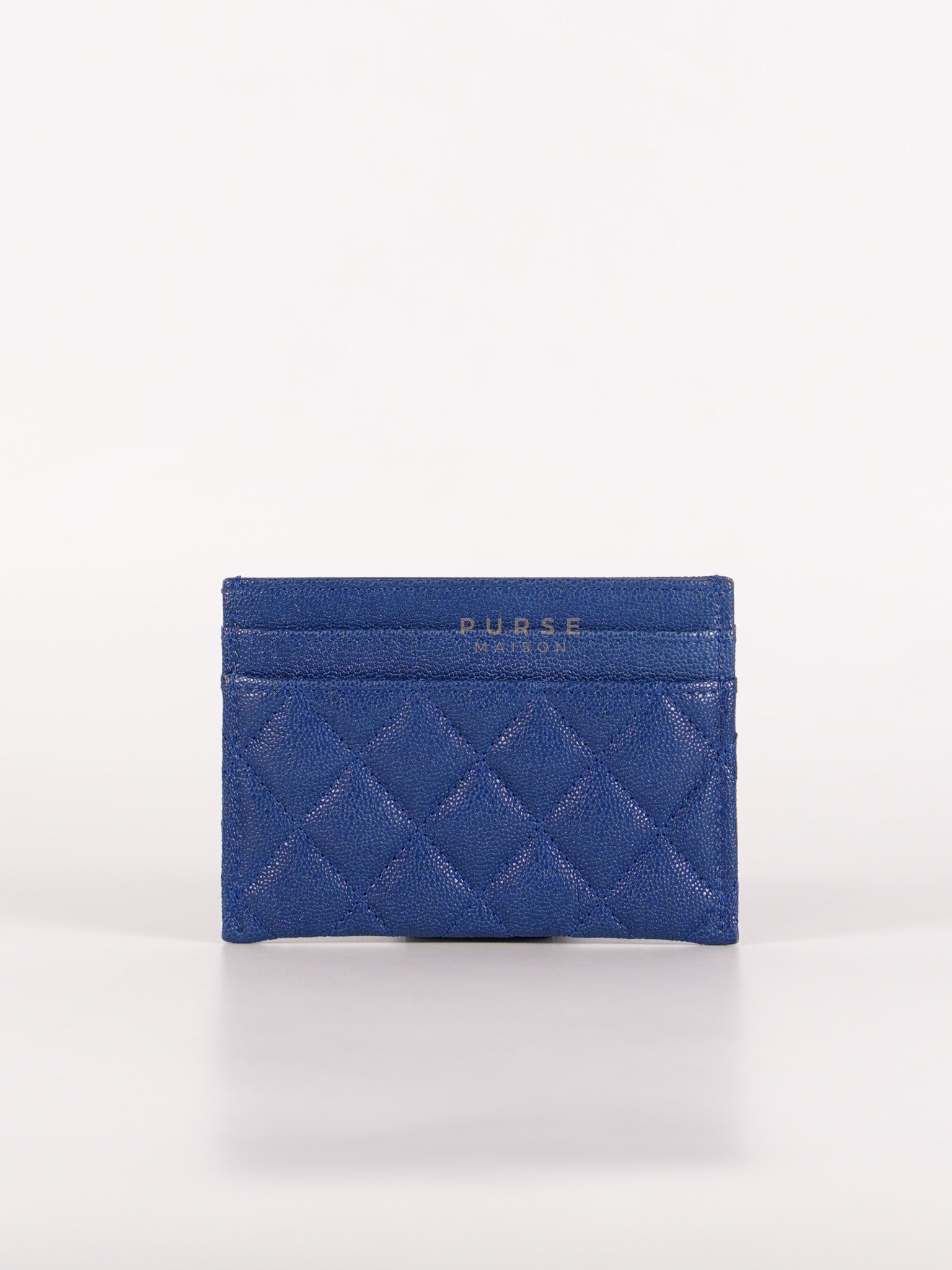 Boy Flat Card Holder in Blue Caviar Leather and Silver Hardware Series 29 | Purse Maison Luxury Bags Shop